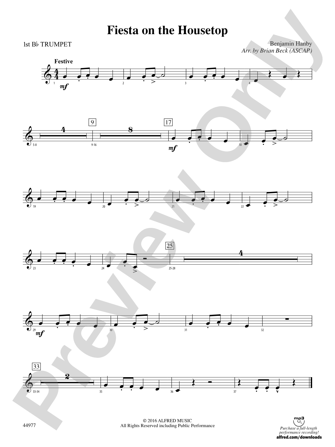 Fiesta on the Housetop: 1st B-flat Trumpet