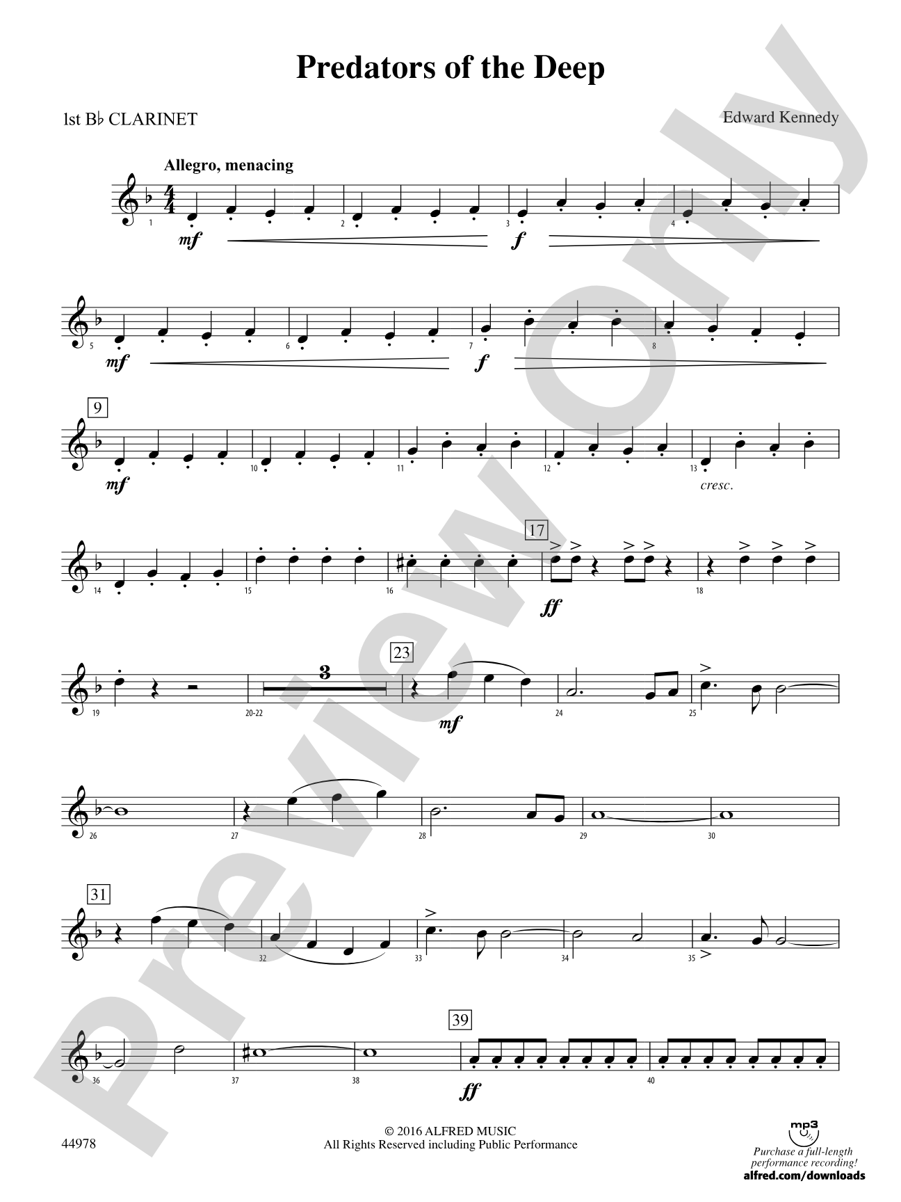 Predators of the Deep: 1st B-flat Clarinet