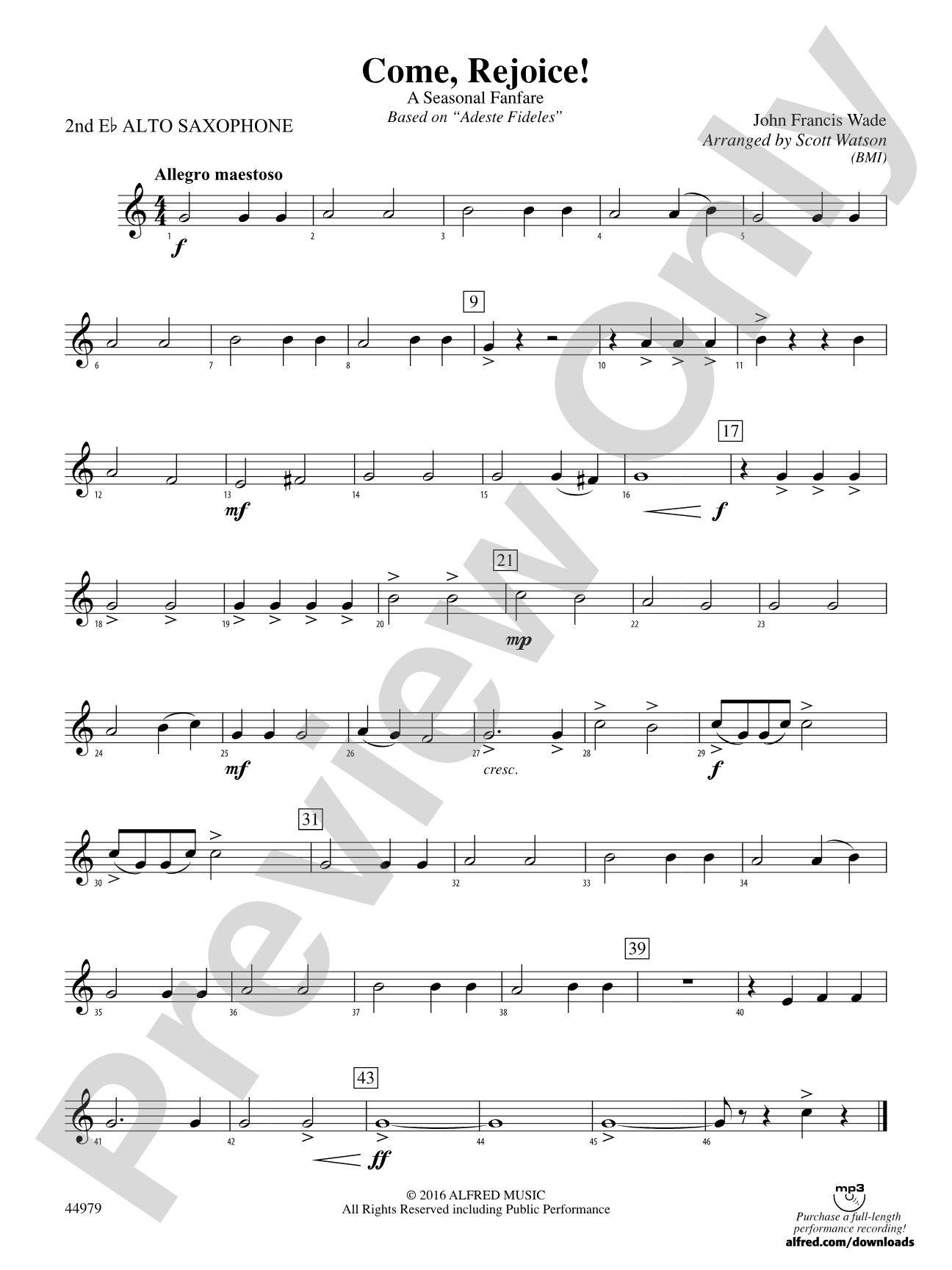 Come, Rejoice!: 2nd E-flat Alto Saxophone