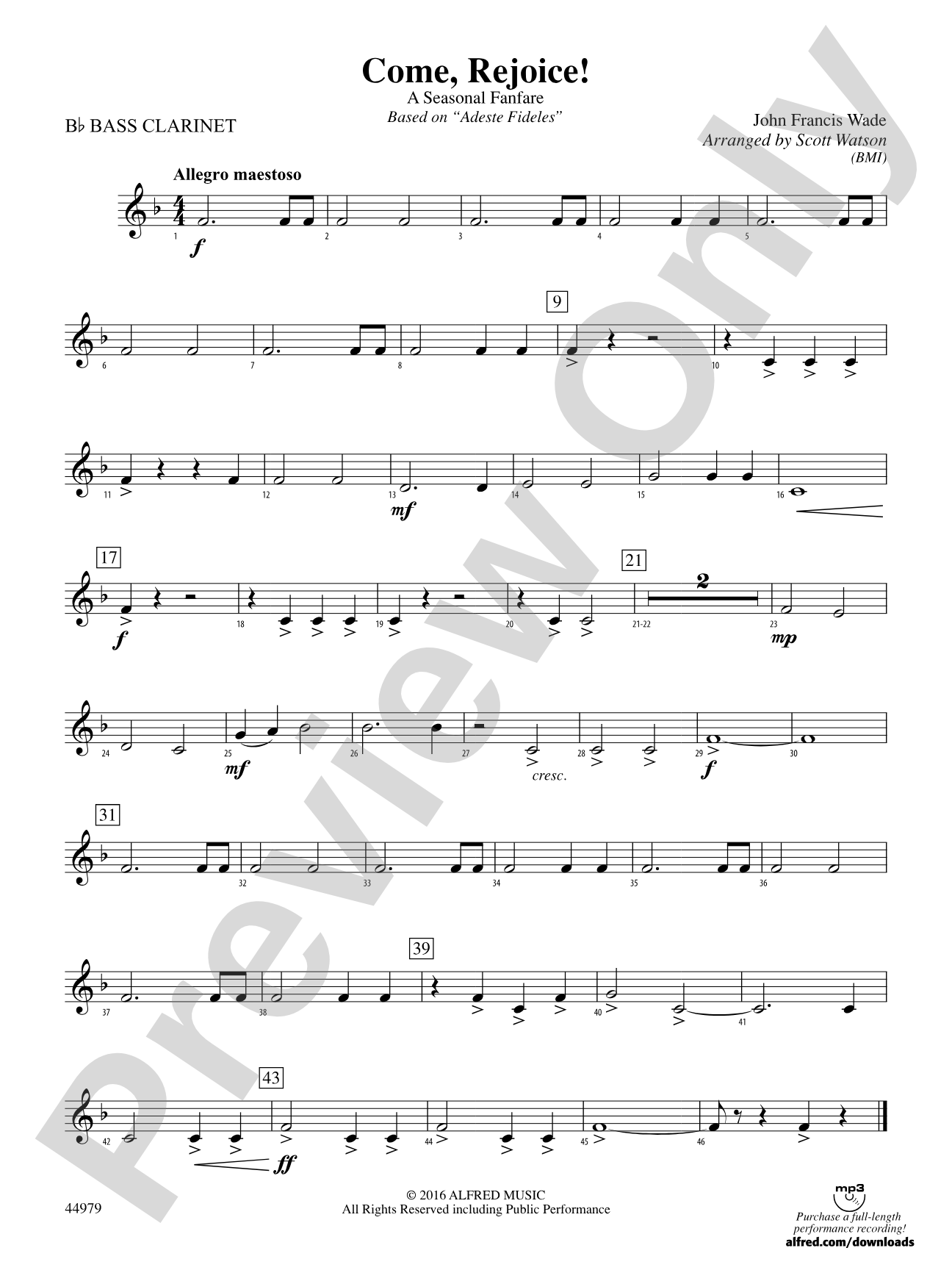 Come, Rejoice!: B-flat Bass Clarinet