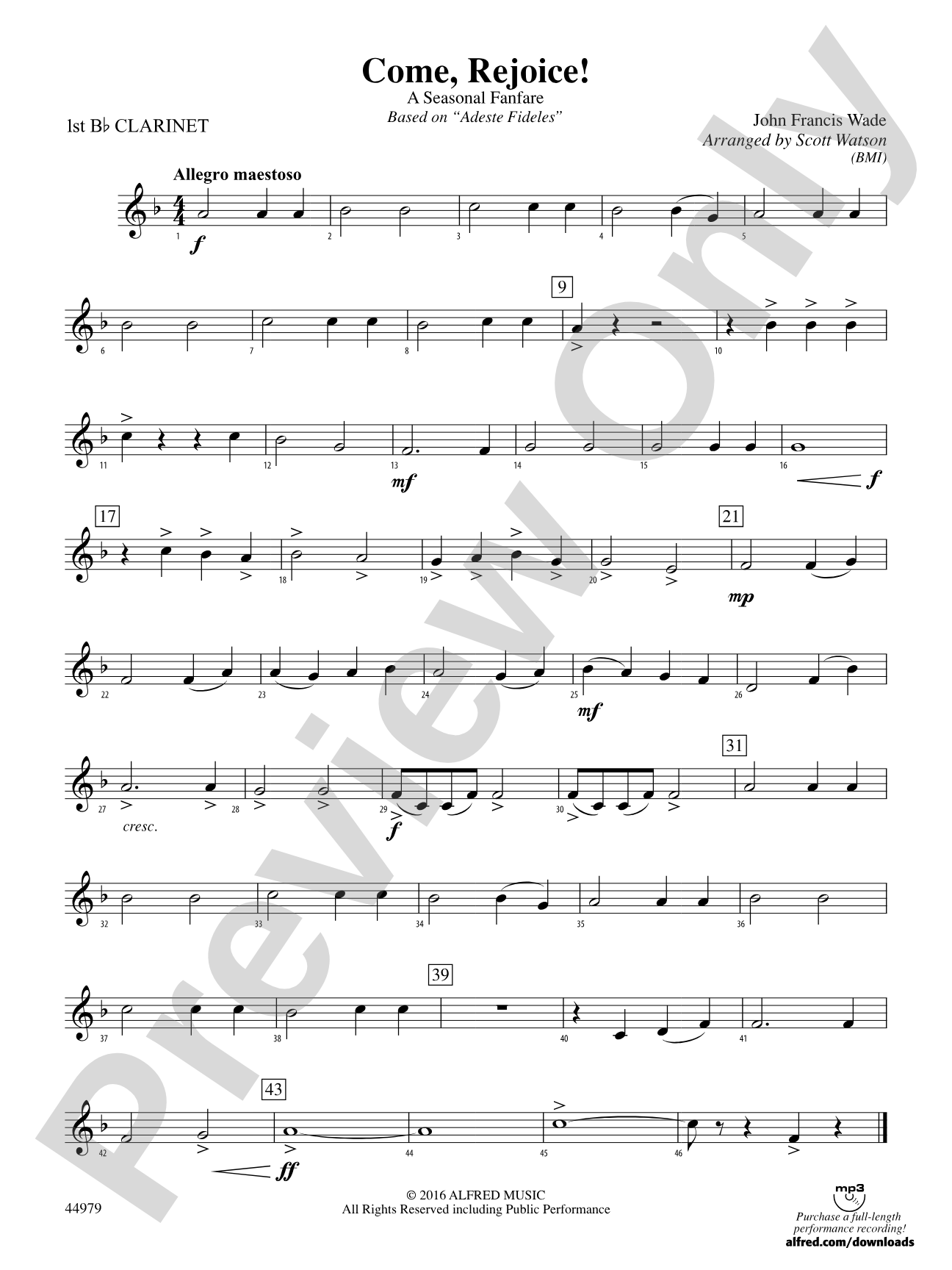 Come, Rejoice!: 1st B-flat Clarinet