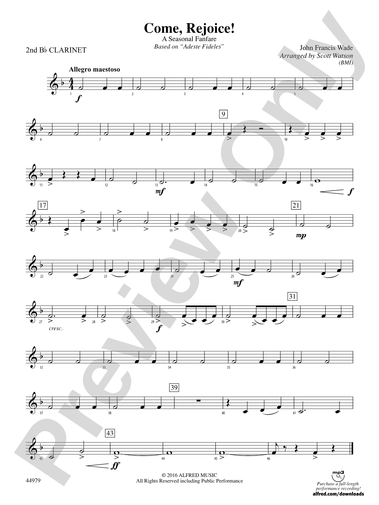 Come, Rejoice!: 2nd B-flat Clarinet