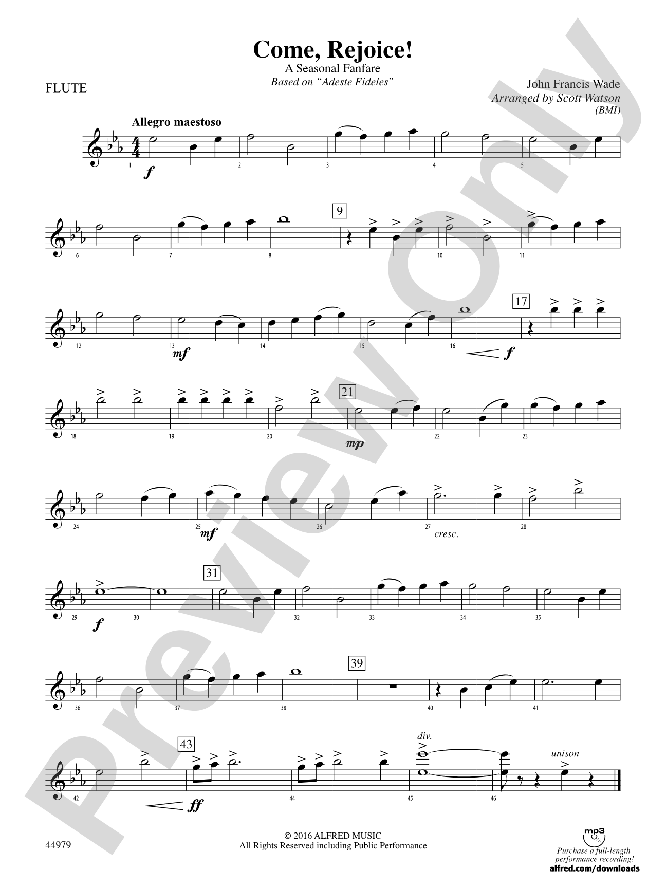 Come, Rejoice!: Flute