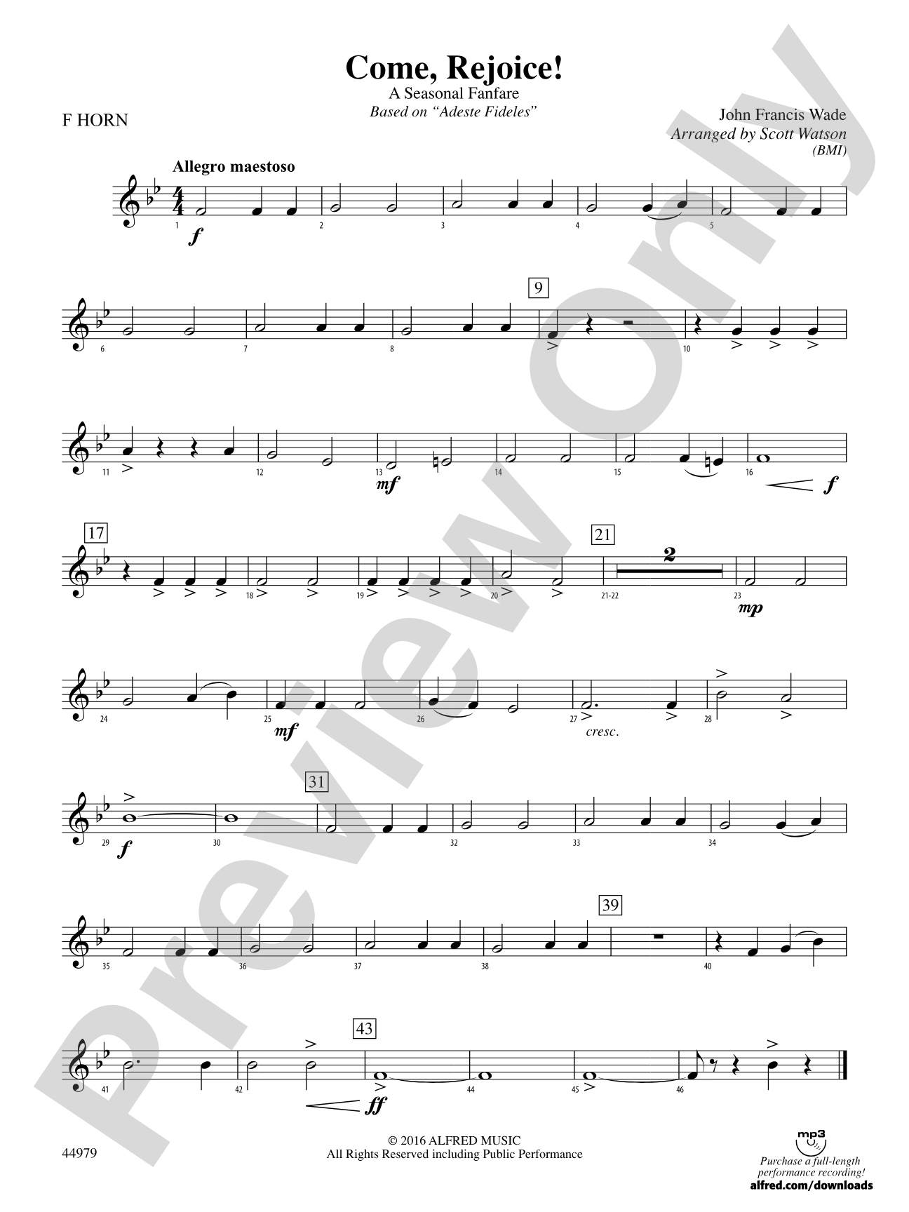 Come, Rejoice!: 1st F Horn