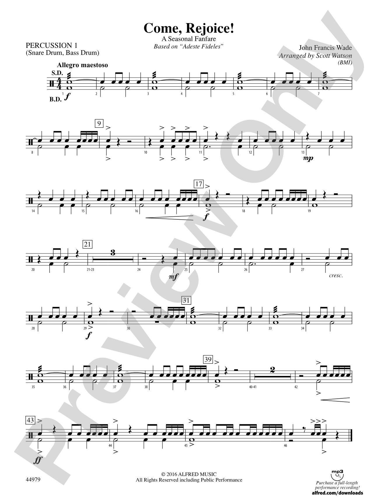 Come, Rejoice!: 1st Percussion