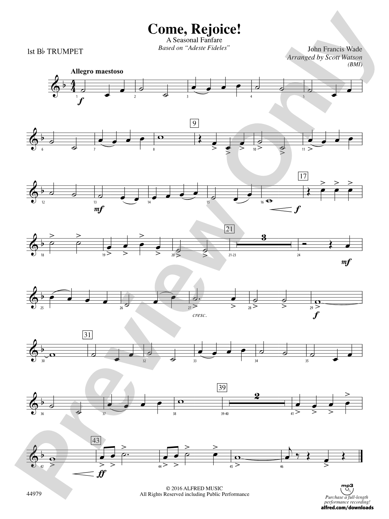 Come, Rejoice!: 1st B-flat Trumpet