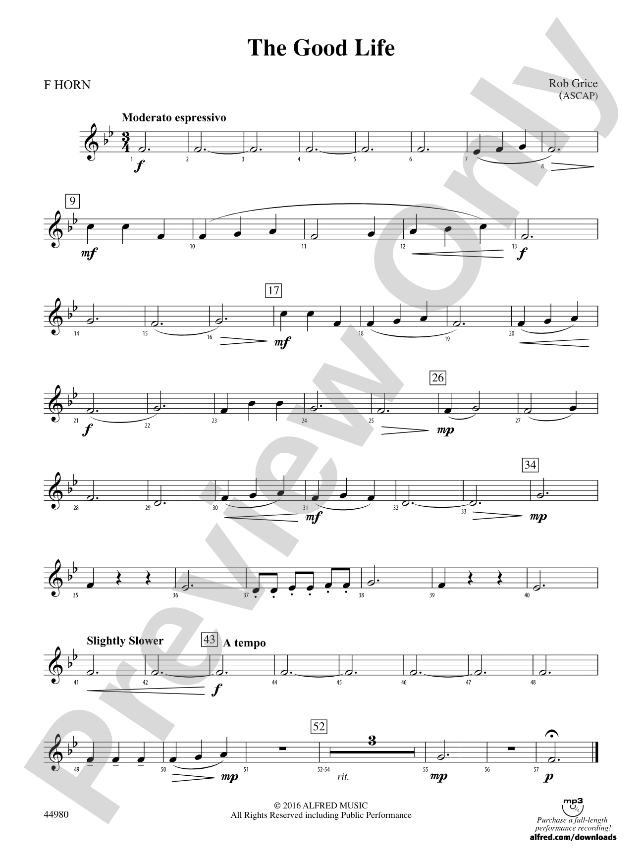 The Good Life: 1st F Horn