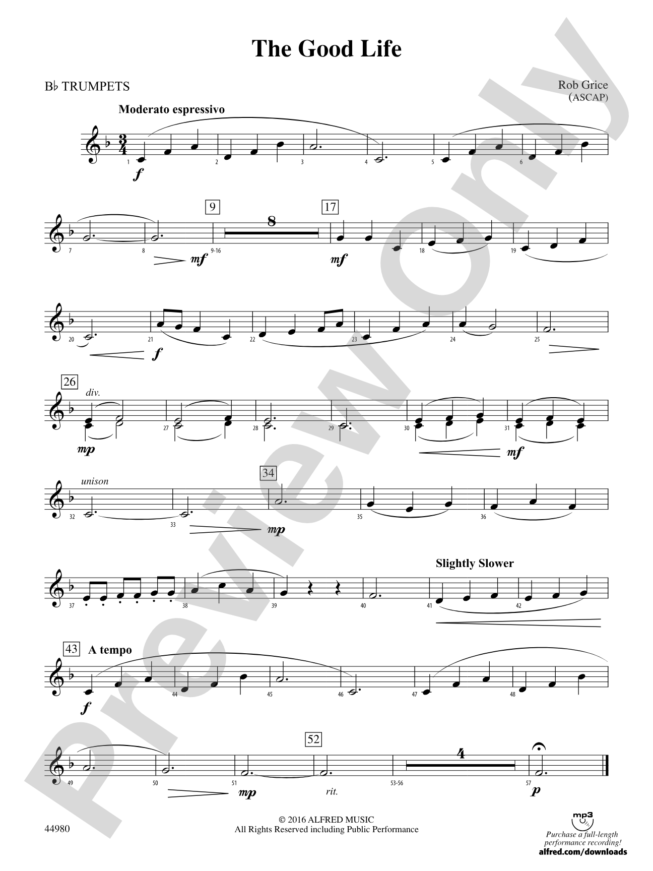 The Good Life: 1st B-flat Trumpet