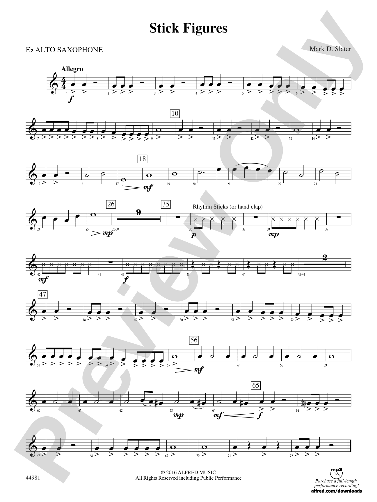 Stick Figures: E-flat Alto Saxophone