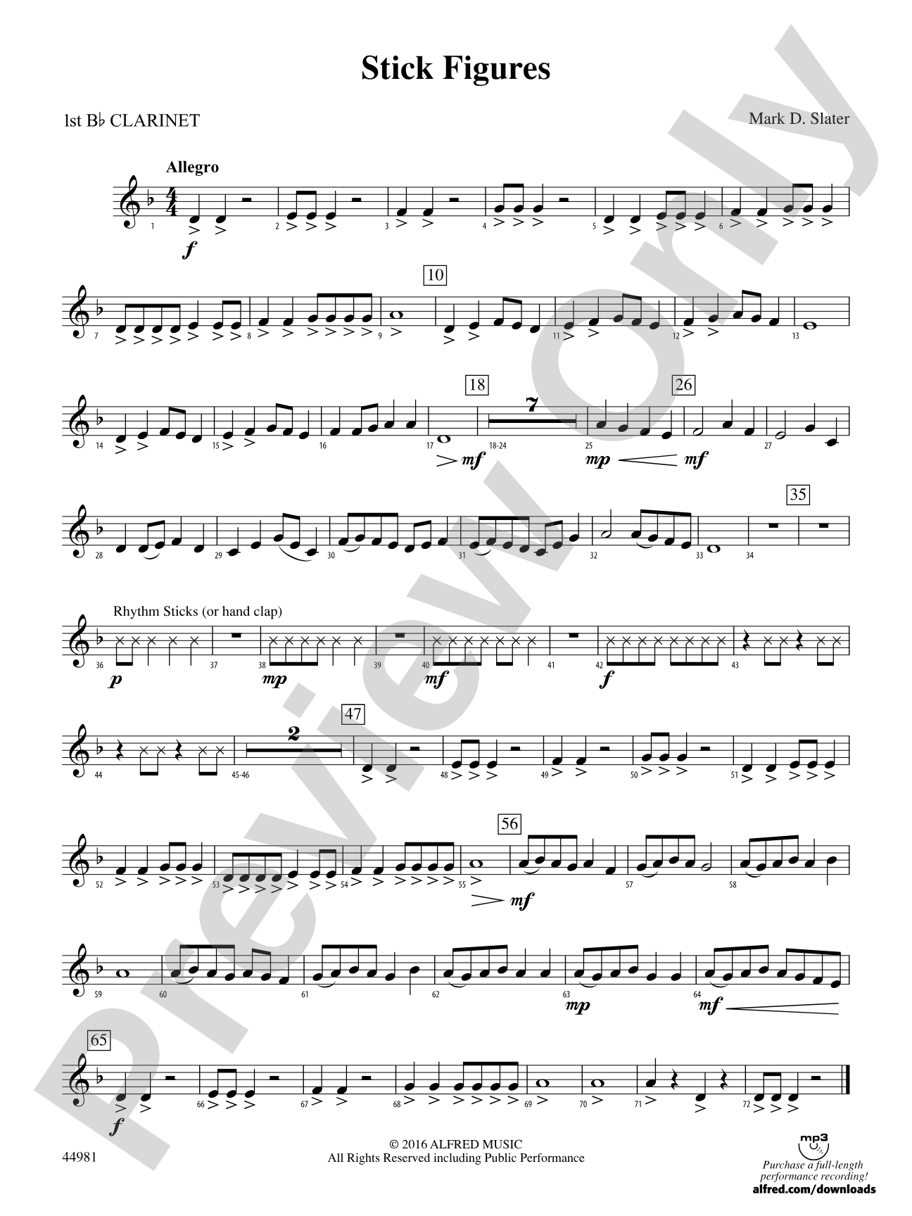 Stick Figures: 1st B-flat Clarinet