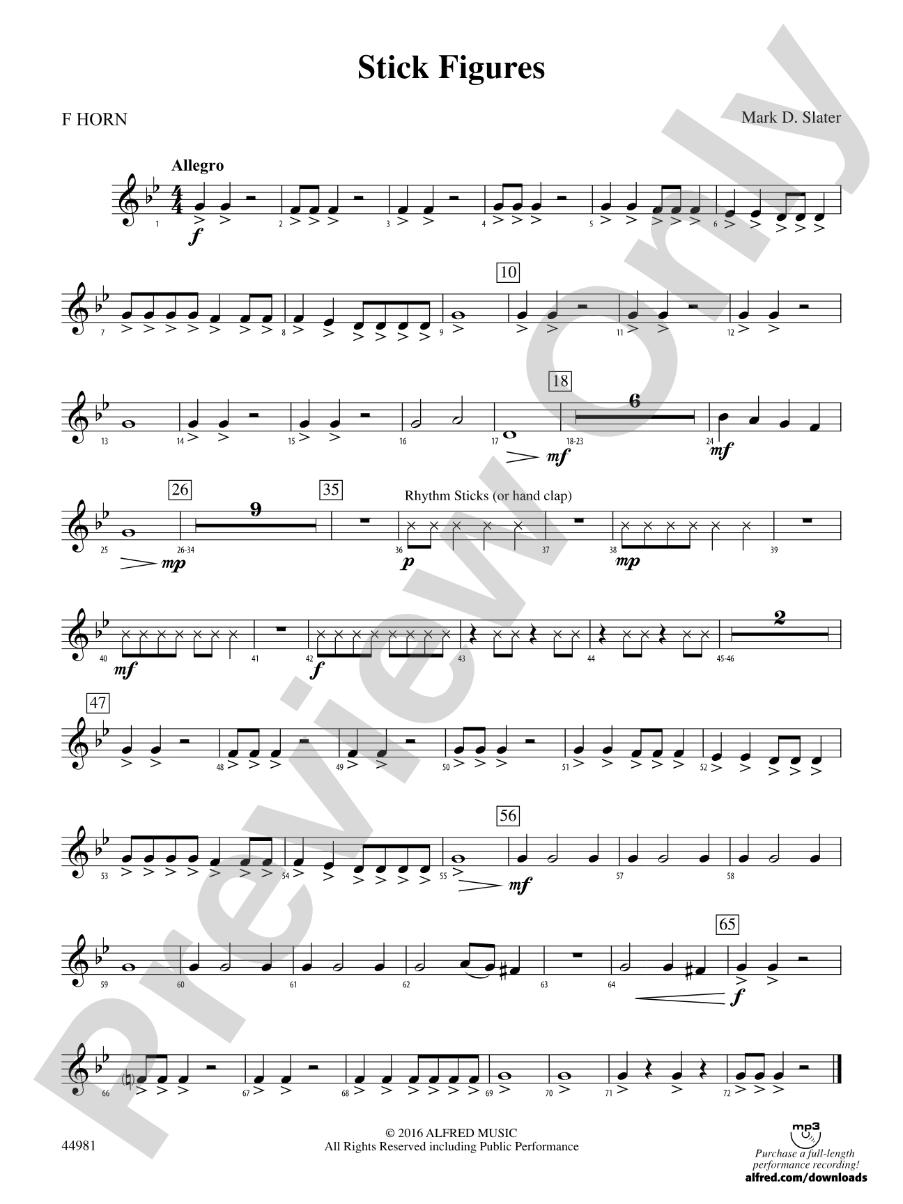 Stick Figures: 1st F Horn