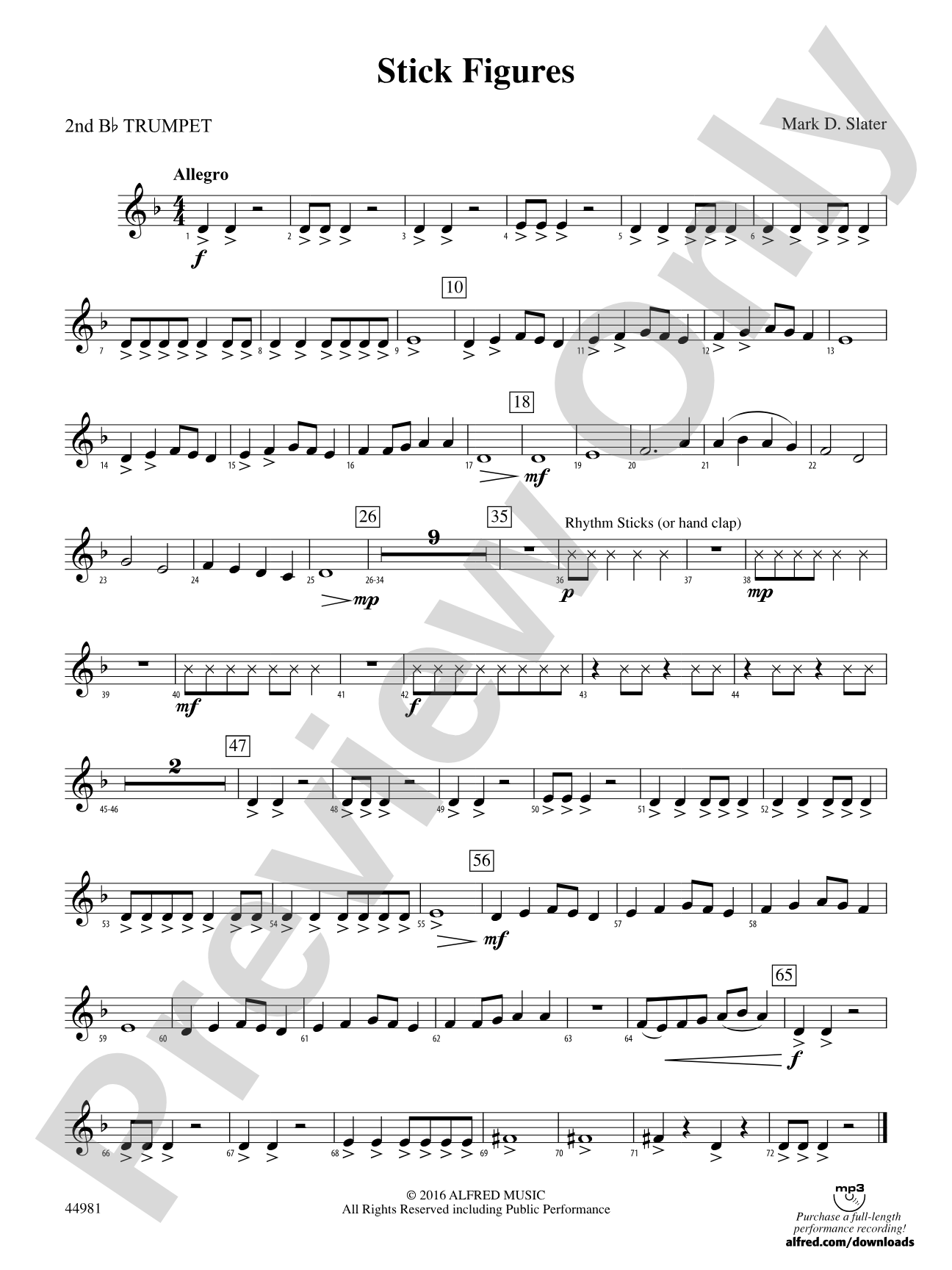Stick Figures: 2nd B-flat Trumpet