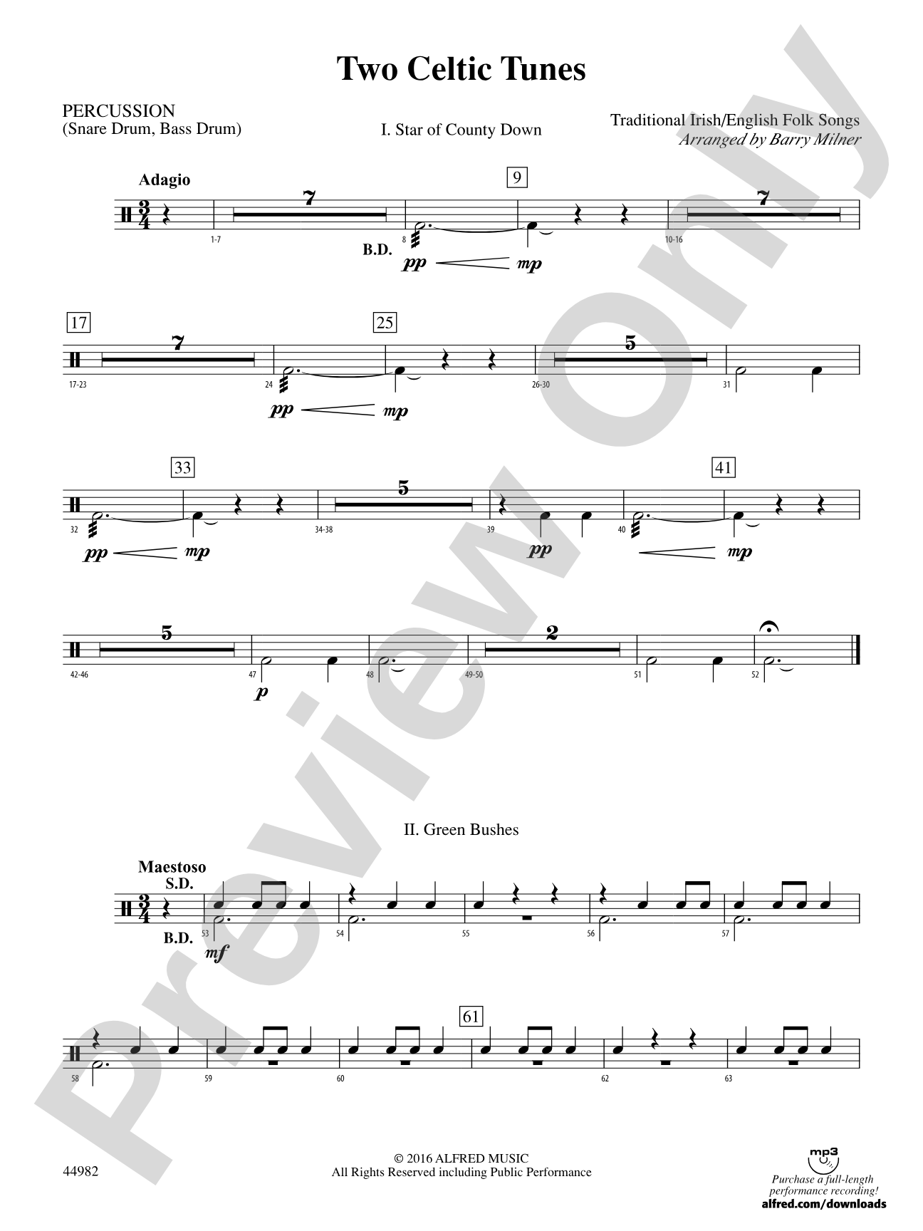 Two Celtic Tunes: 1st Percussion