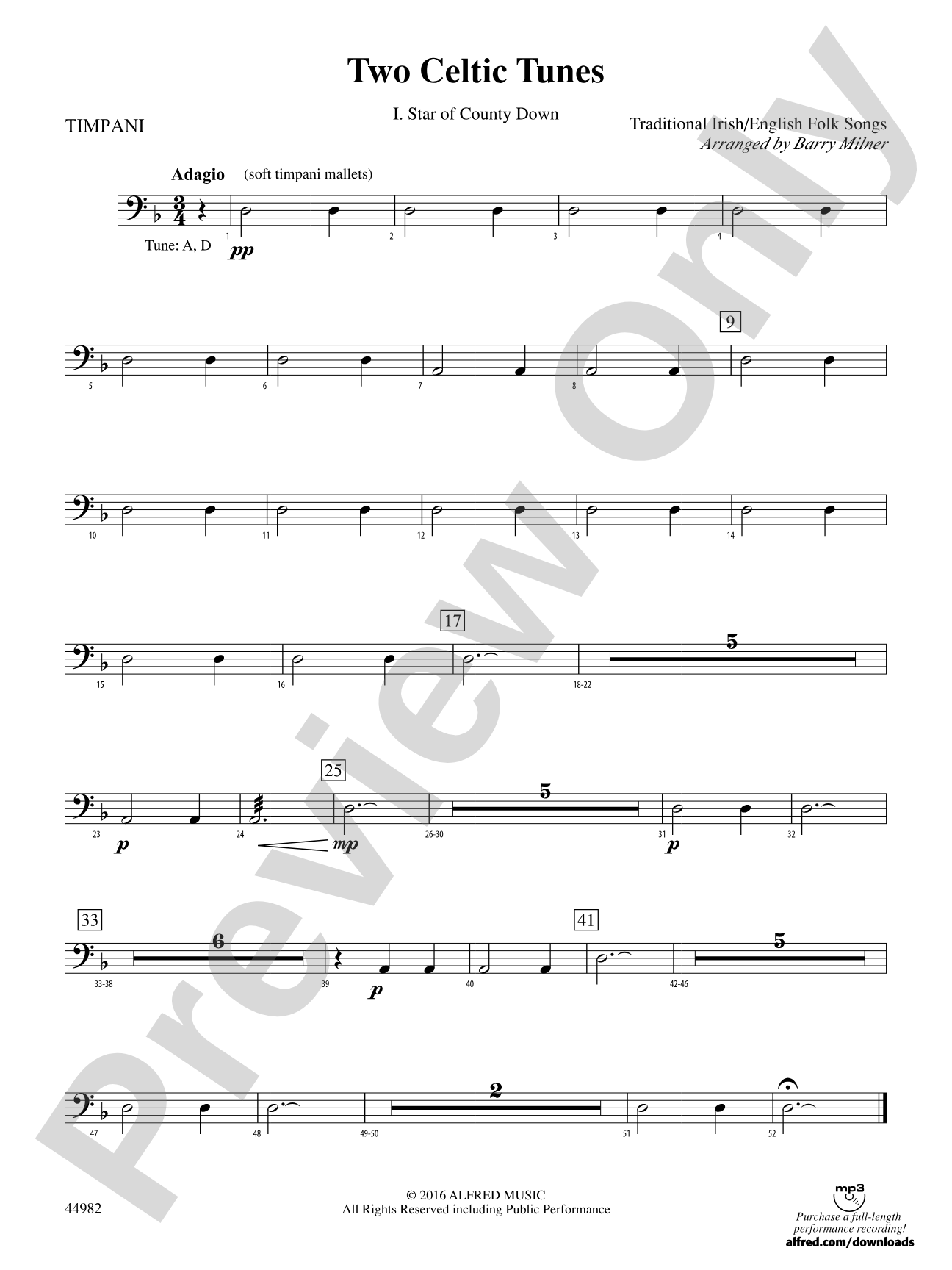 Two Celtic Tunes: Timpani