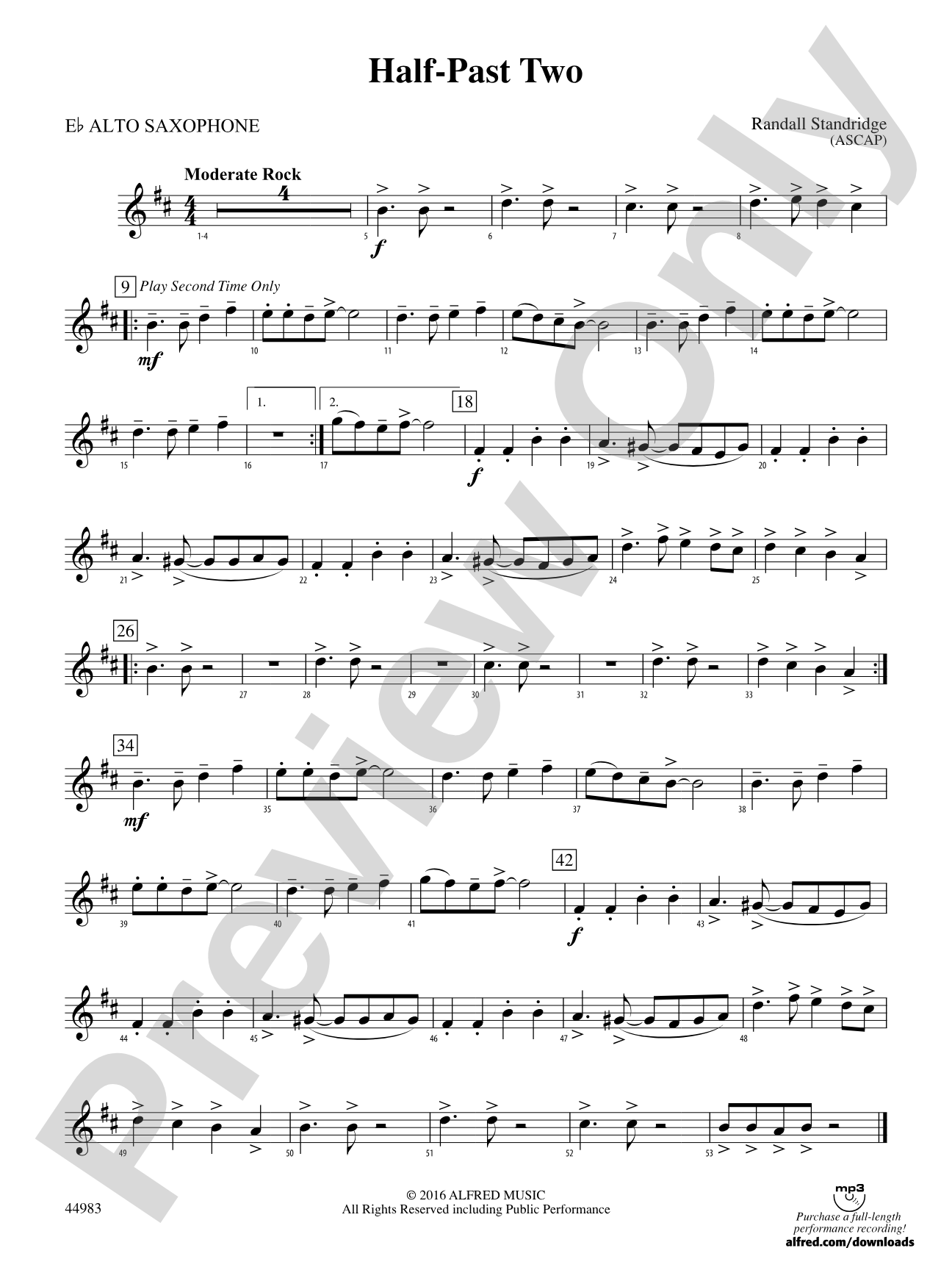 Half-Past Two: E-flat Alto Saxophone