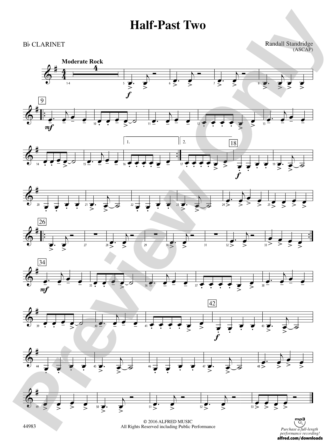 Half-Past Two: 1st B-flat Clarinet