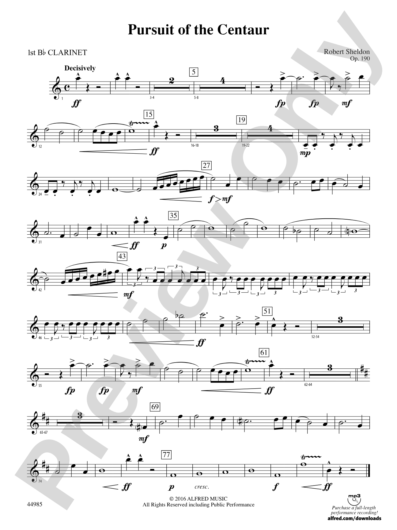 Pursuit of the Centaur: 1st B-flat Clarinet