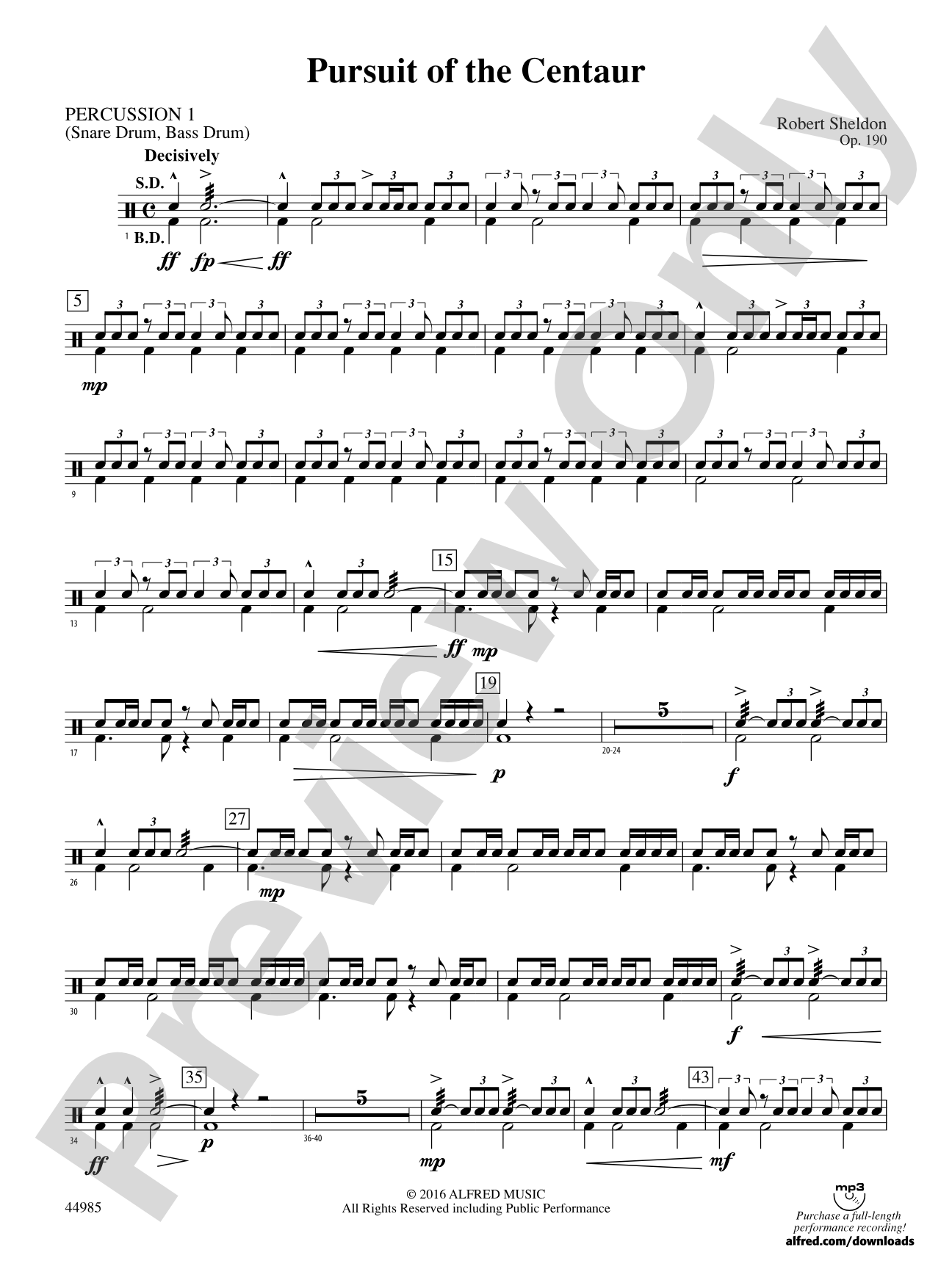 Pursuit of the Centaur: 1st Percussion