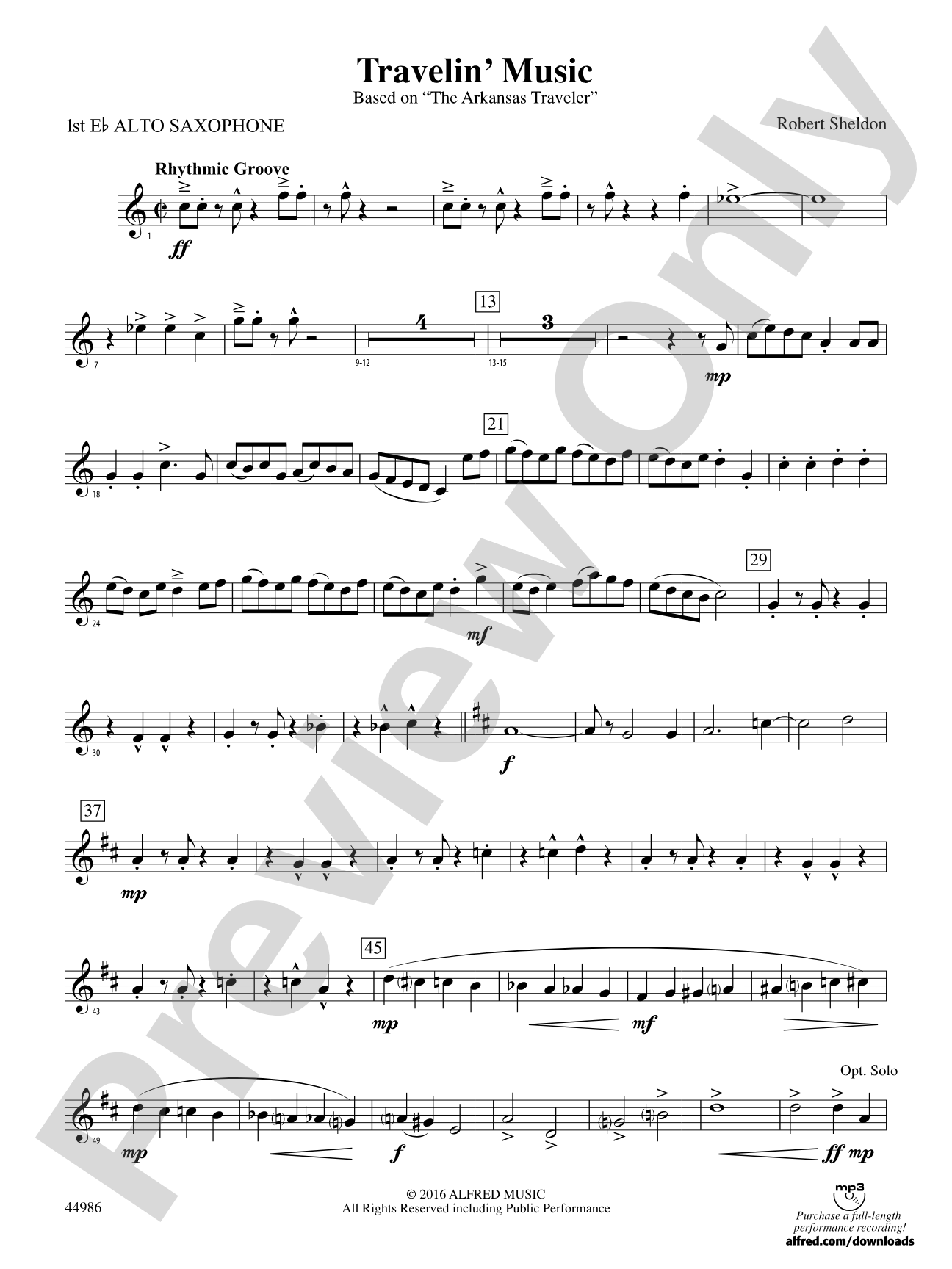 Travelin' Music: E-flat Alto Saxophone
