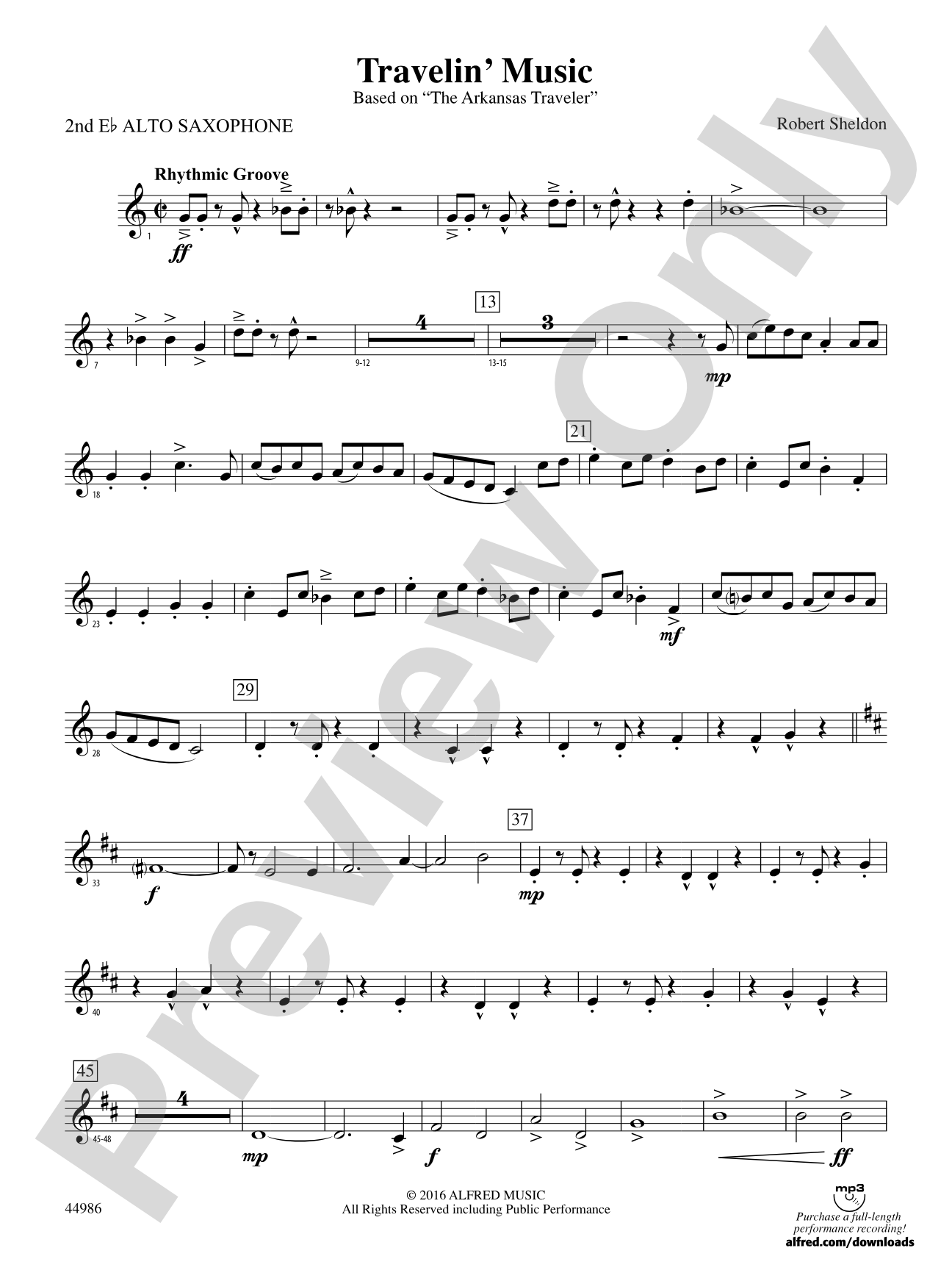 Travelin' Music: 2nd E-flat Alto Saxophone