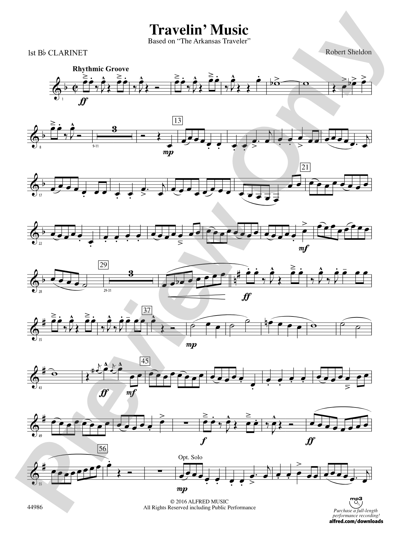 Travelin' Music: 1st B-flat Clarinet