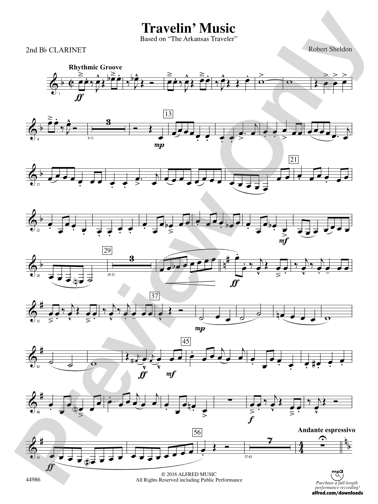 Travelin' Music: 2nd B-flat Clarinet