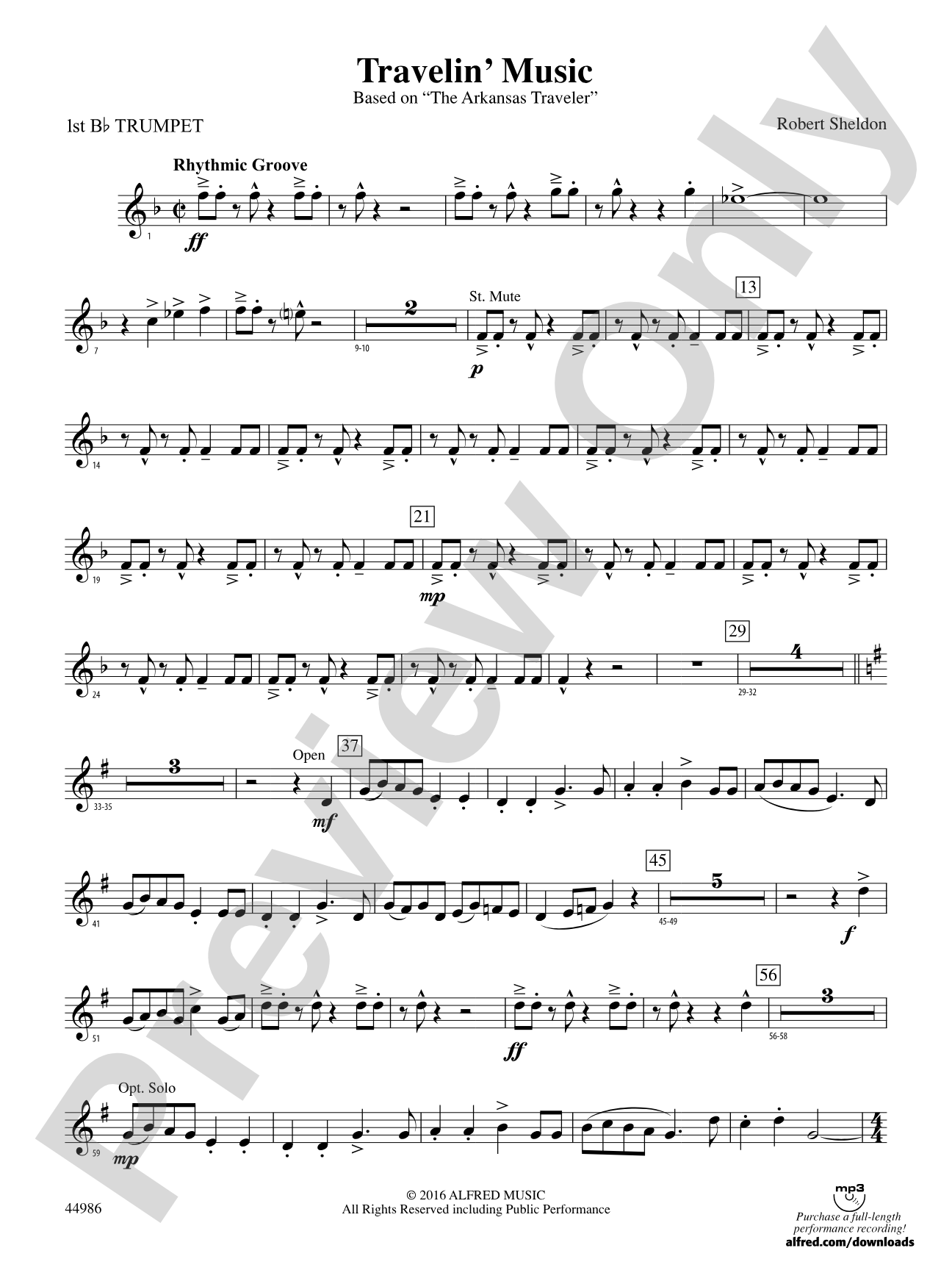 Travelin' Music: 1st B-flat Trumpet
