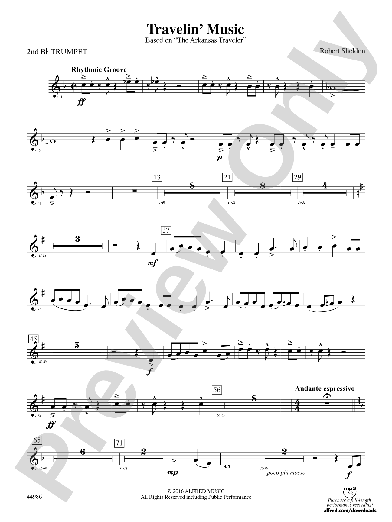 Travelin' Music: 2nd B-flat Trumpet