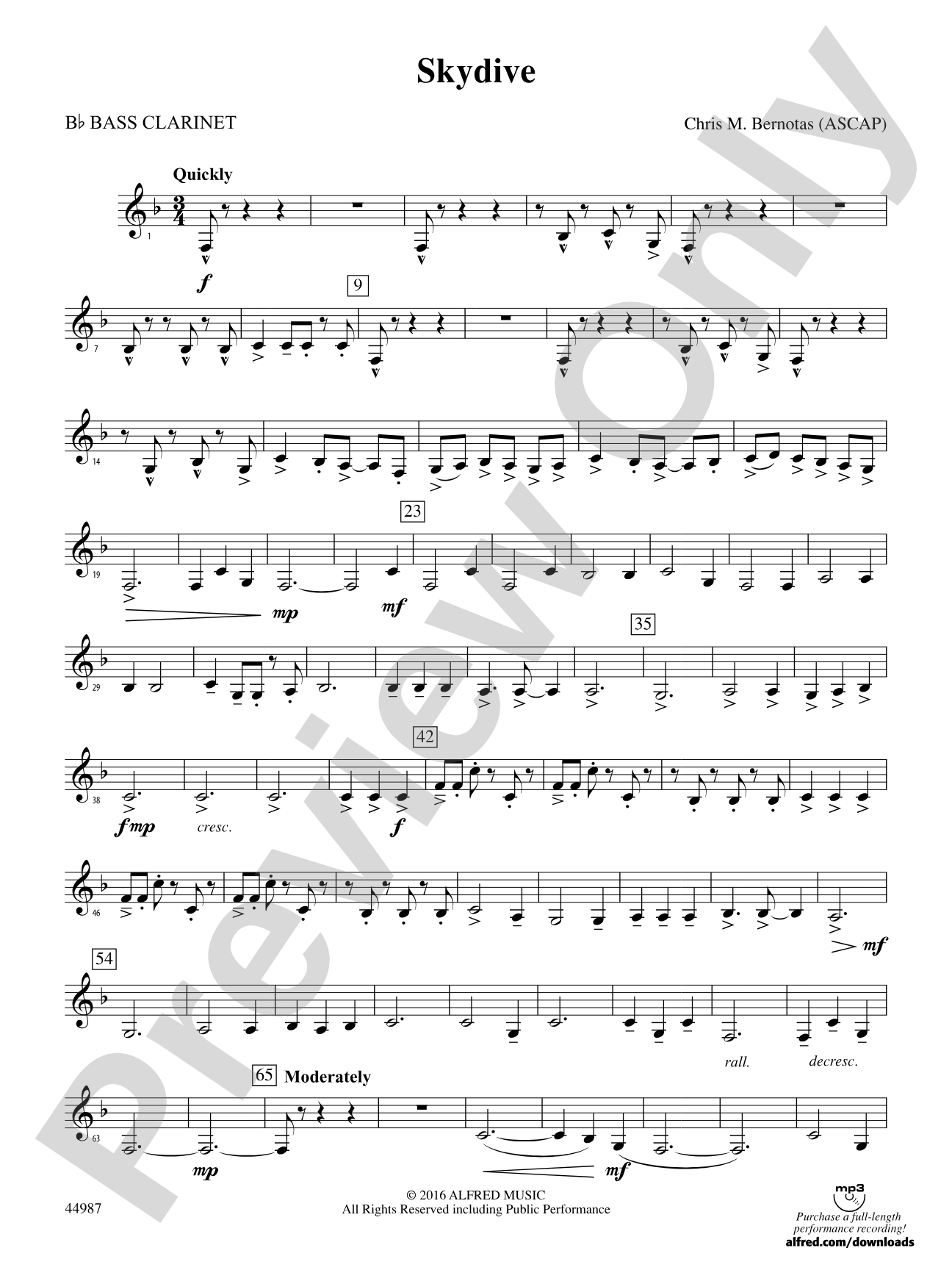 Skydive: B-flat Bass Clarinet