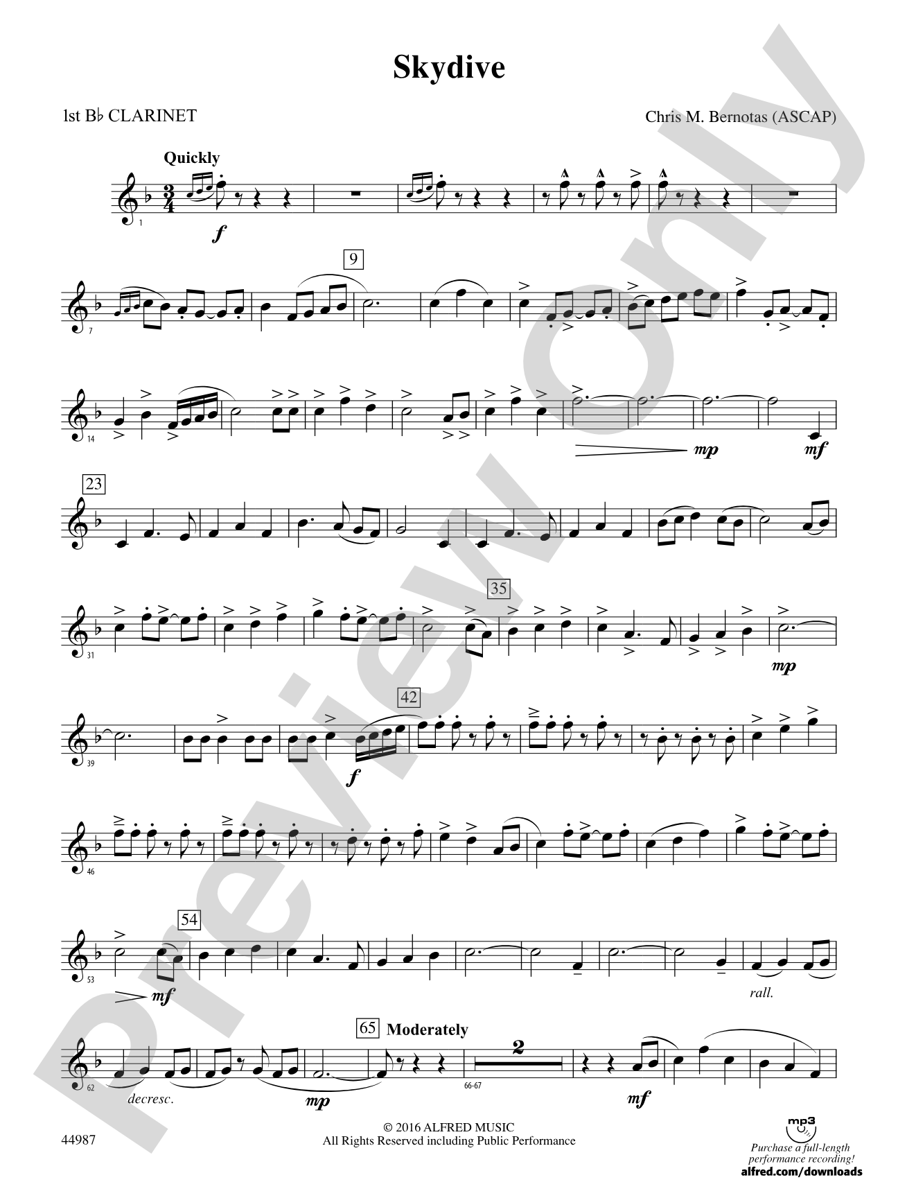 Skydive: 1st B-flat Clarinet