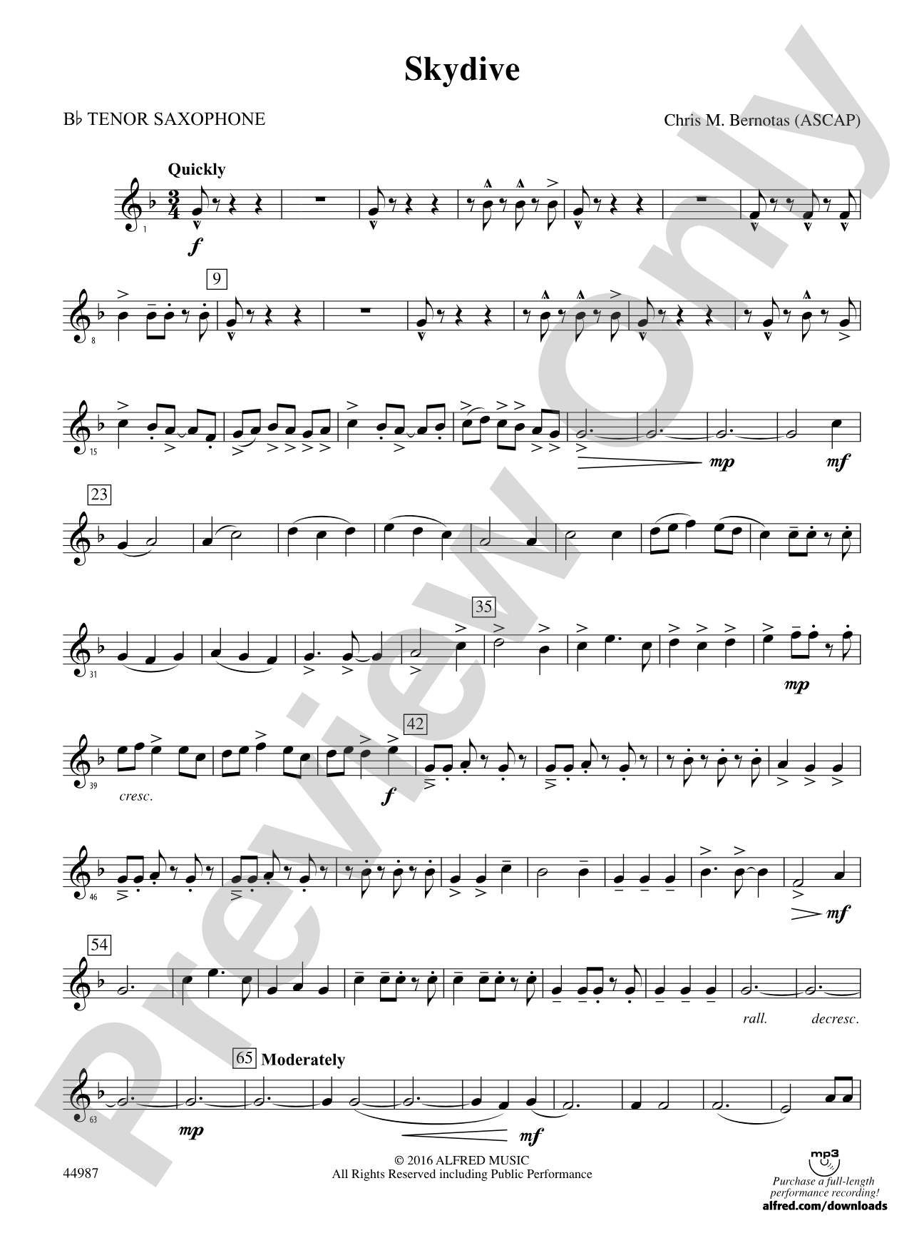 Skydive: B-flat Tenor Saxophone