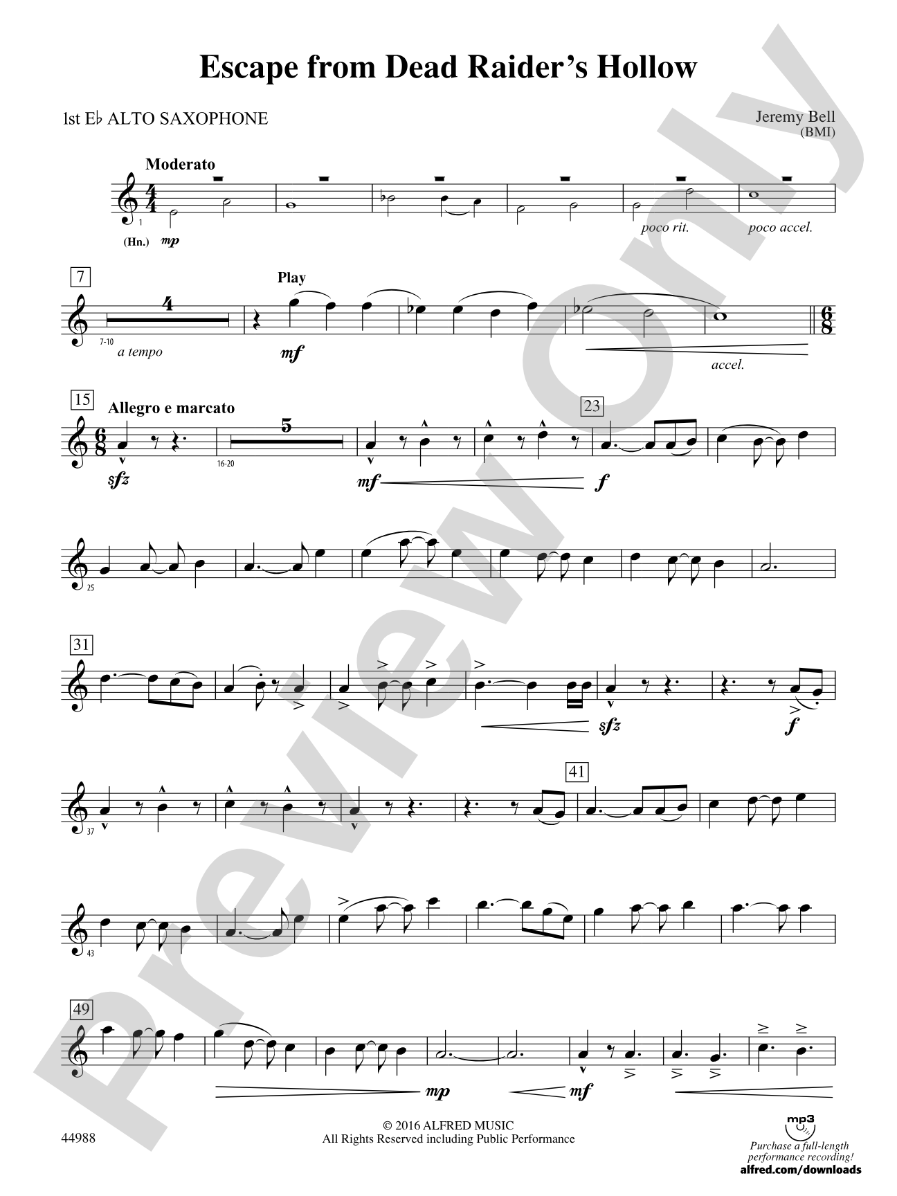 Escape from Dead Raider's Hollow: E-flat Alto Saxophone