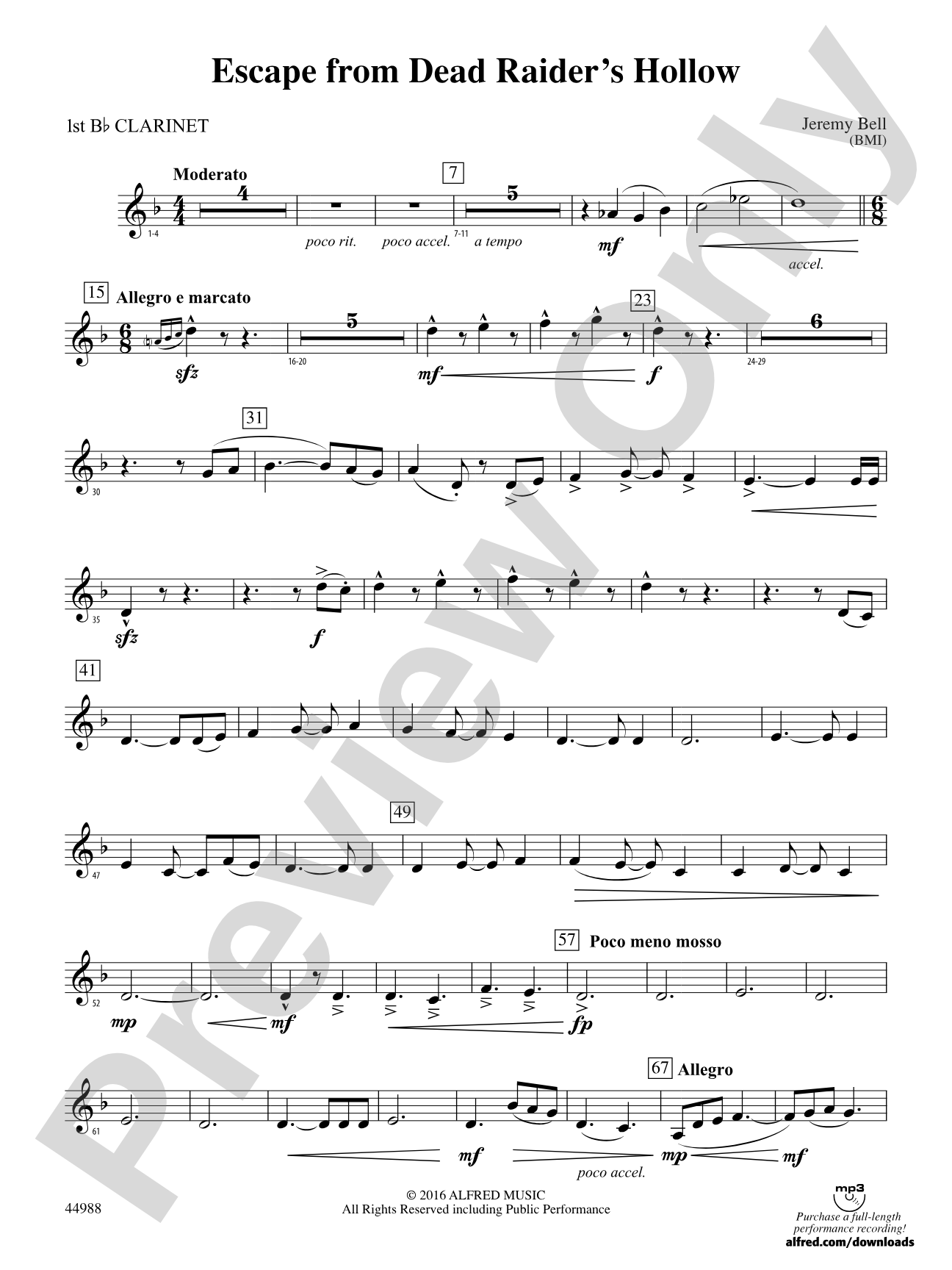 Escape from Dead Raider's Hollow: 1st B-flat Clarinet
