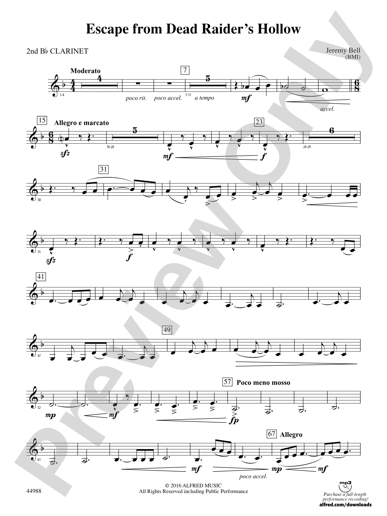 Escape from Dead Raider's Hollow: 2nd B-flat Clarinet