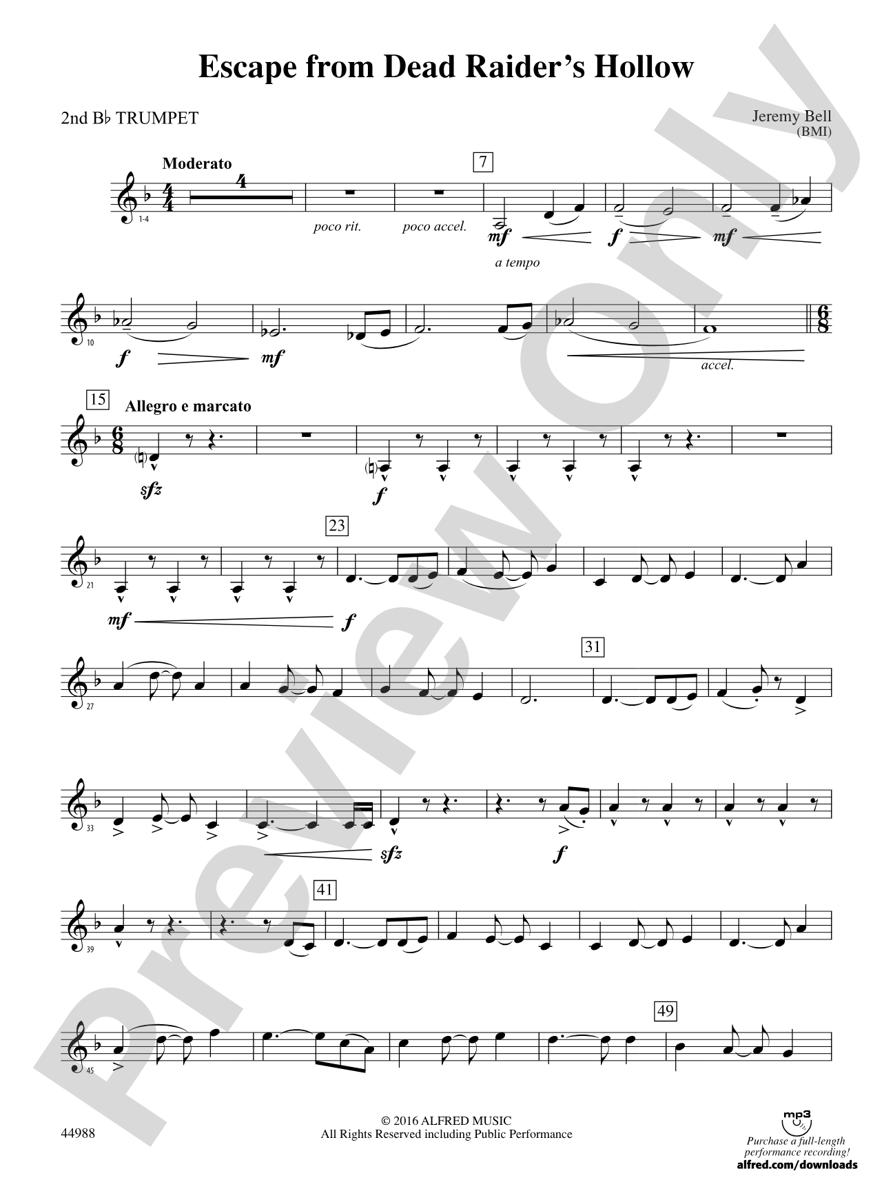Escape from Dead Raider's Hollow: 2nd B-flat Trumpet