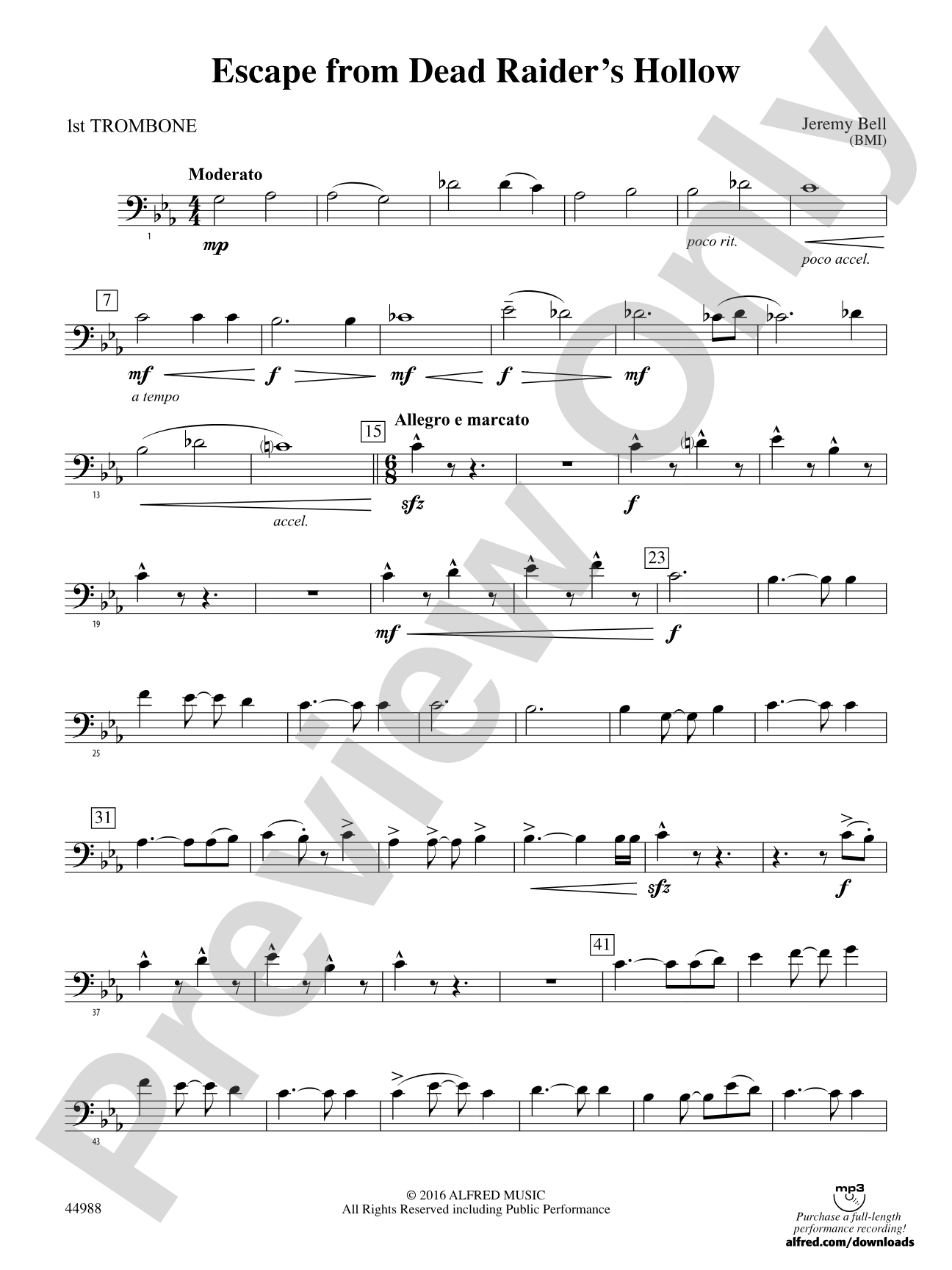 Escape from Dead Raider's Hollow: 1st Trombone
