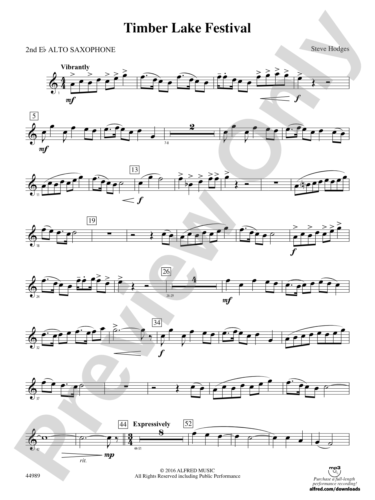 Timber Lake Festival: 2nd E-flat Alto Saxophone