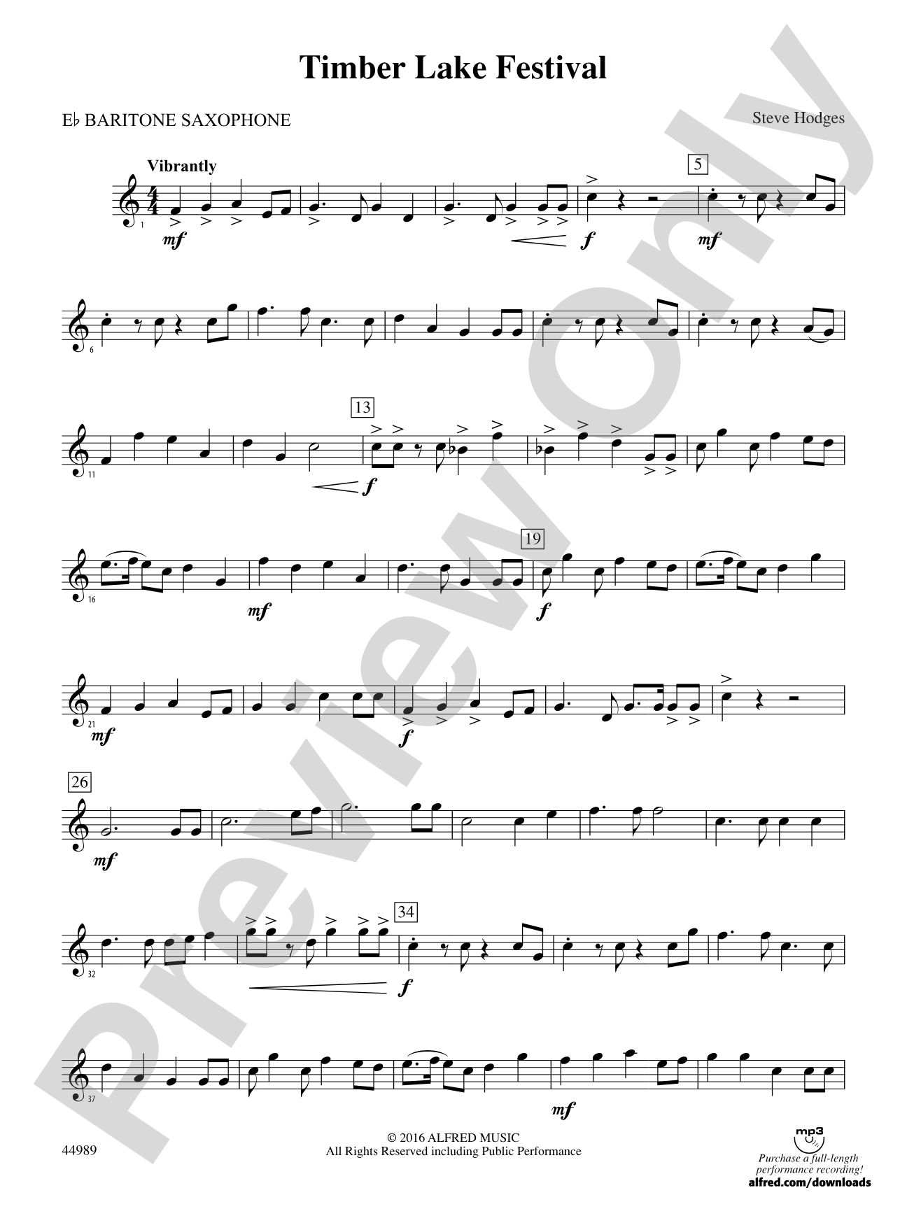 Timber Lake Festival: E-flat Baritone Saxophone