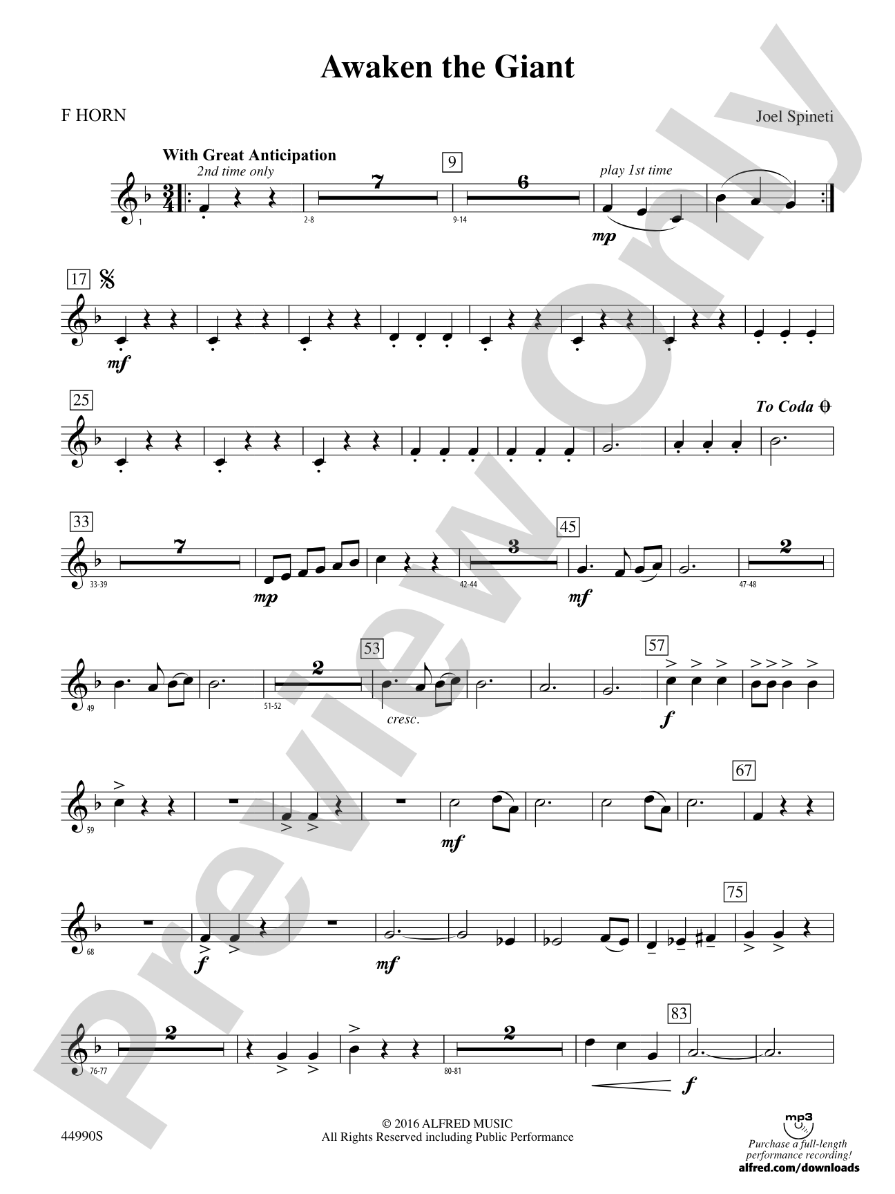 Awaken the Giant: 1st F Horn