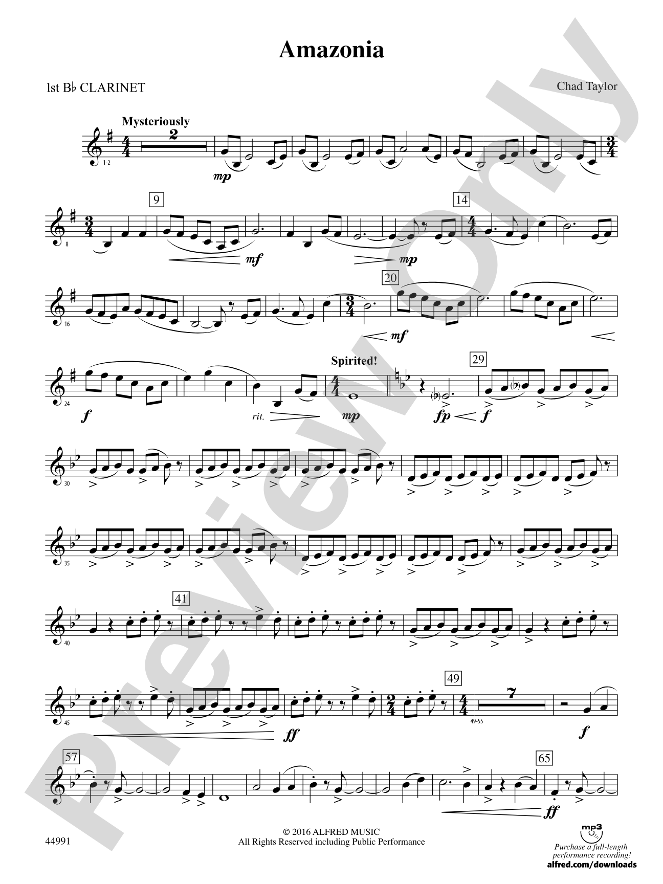 Amazonia: 1st B-flat Clarinet