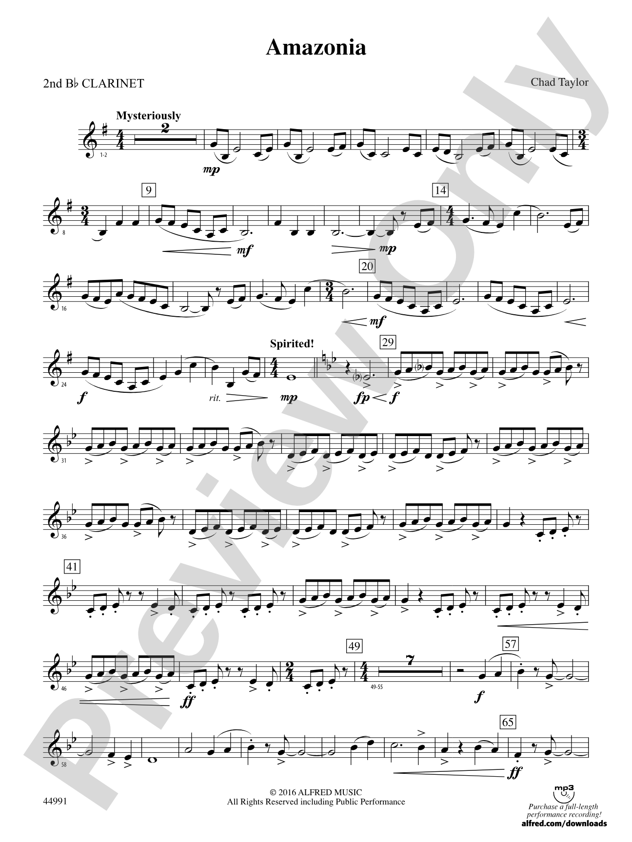 Amazonia: 2nd B-flat Clarinet
