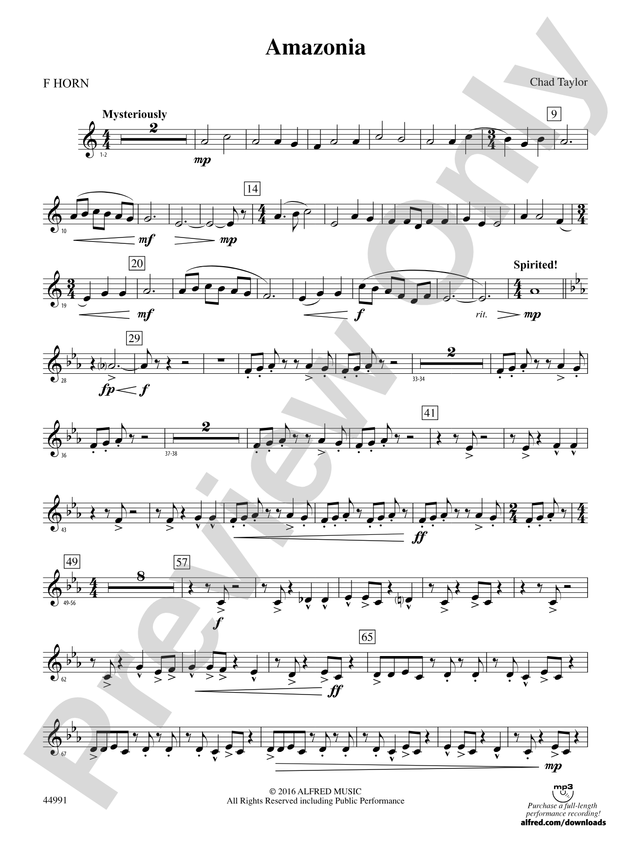 Amazonia: 1st F Horn