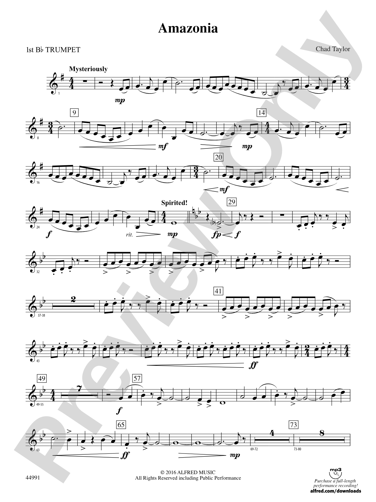 Amazonia: 1st B-flat Trumpet