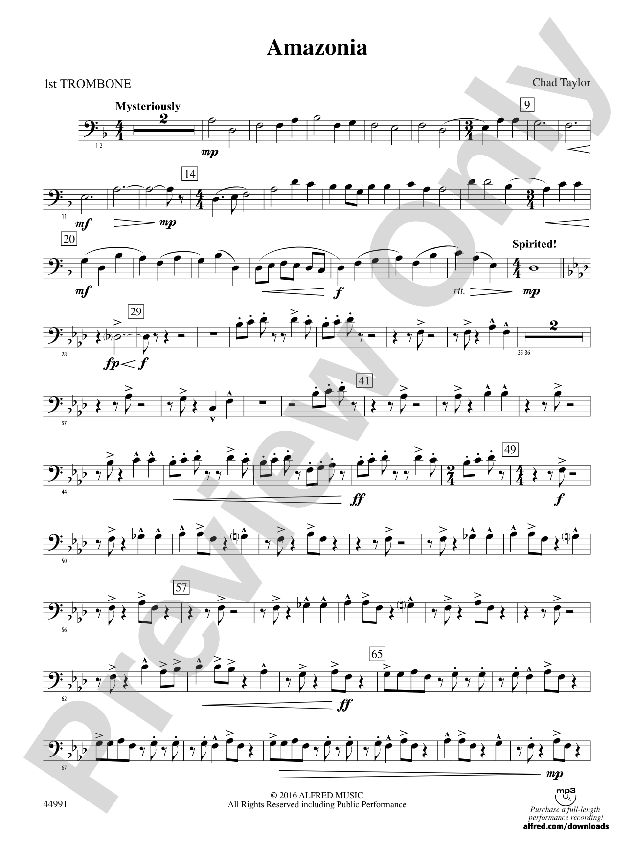 Amazonia: 1st Trombone