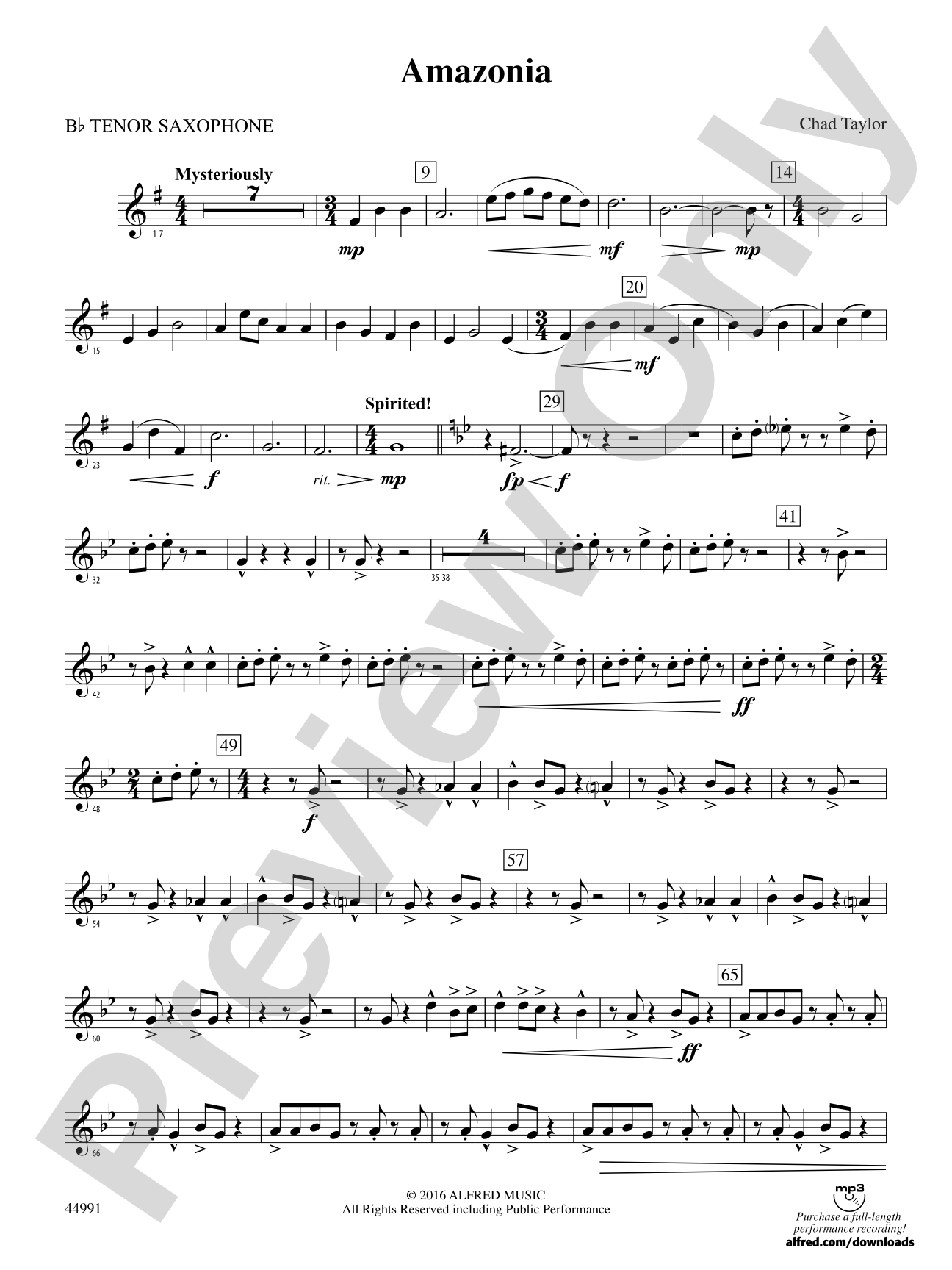 Amazonia: B-flat Tenor Saxophone