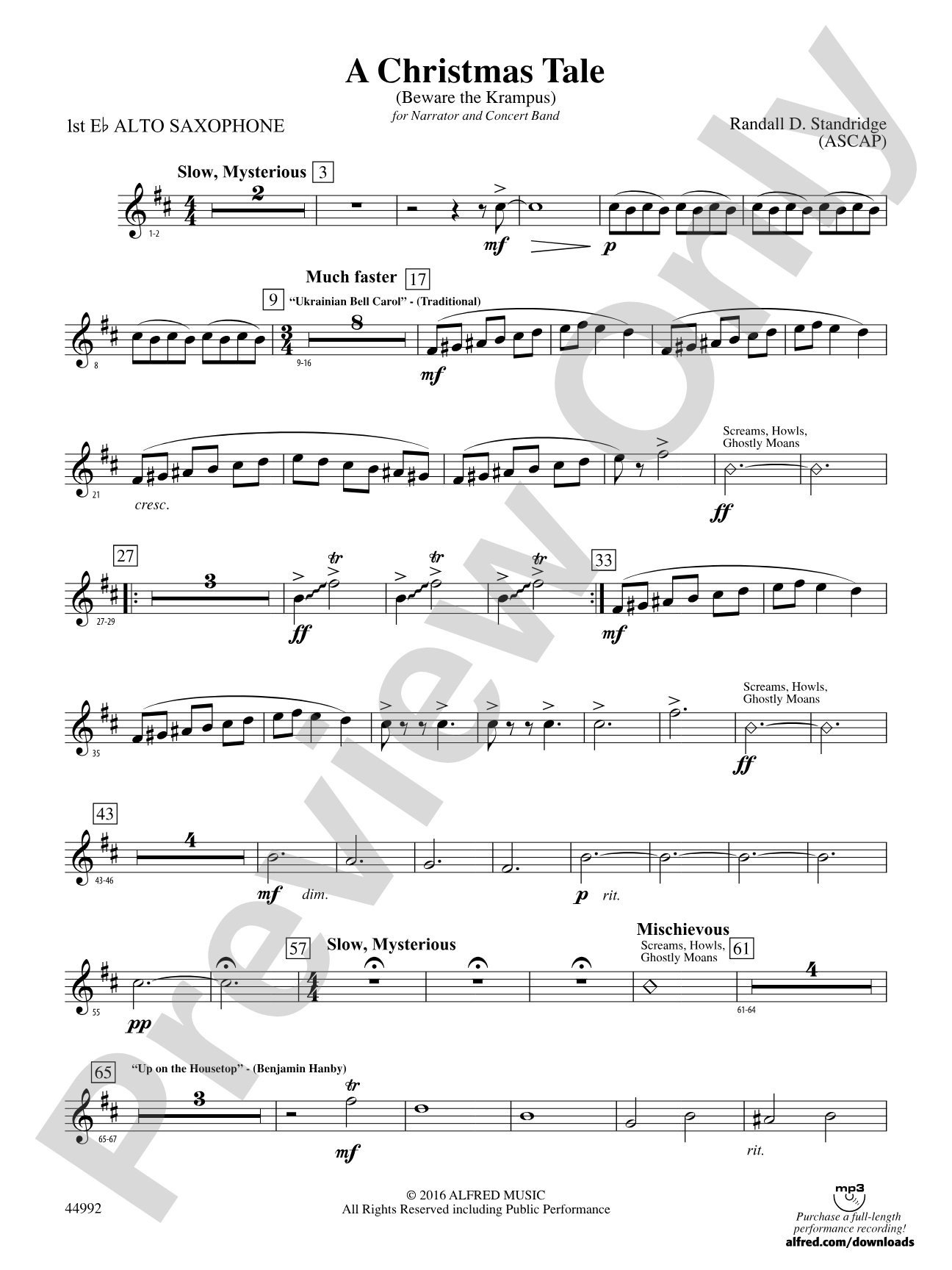 A Christmas Tale: E-flat Alto Saxophone