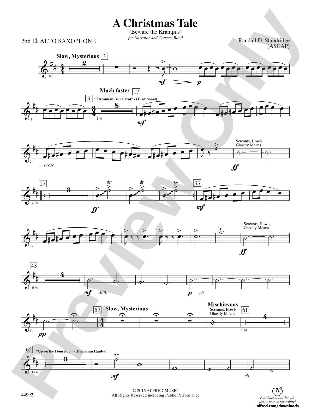 A Christmas Tale: 2nd E-flat Alto Saxophone