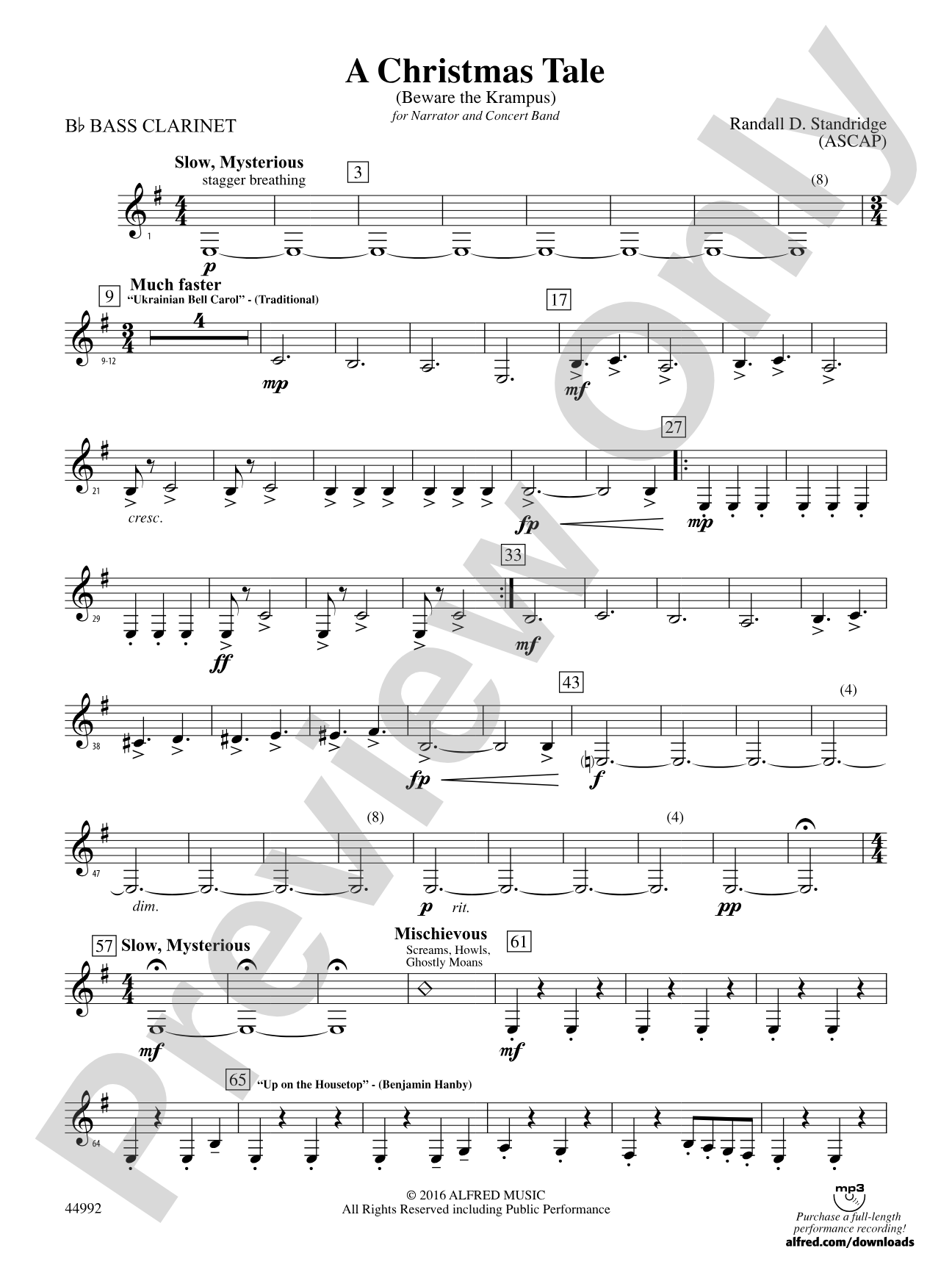 A Christmas Tale: B-flat Bass Clarinet