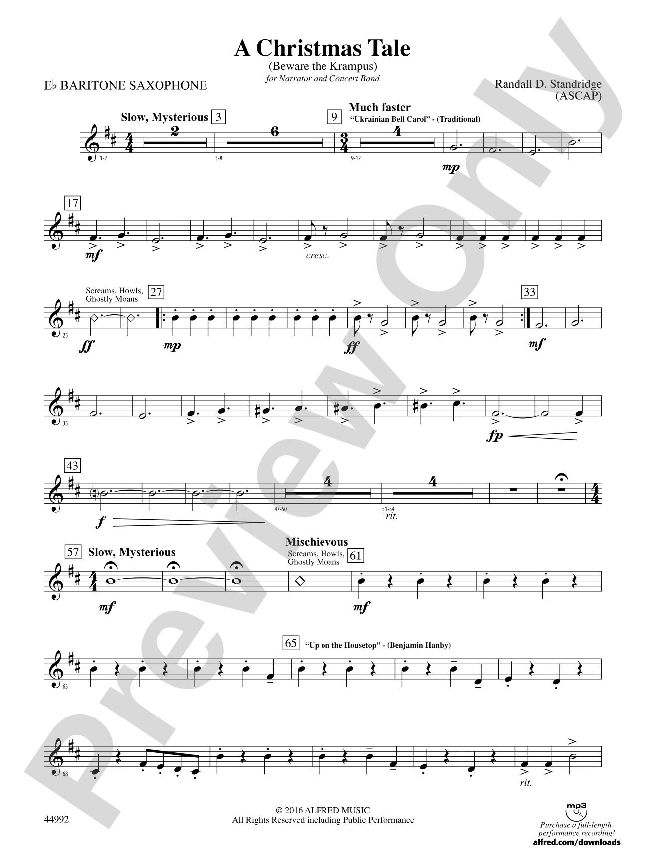 A Christmas Tale: E-flat Baritone Saxophone