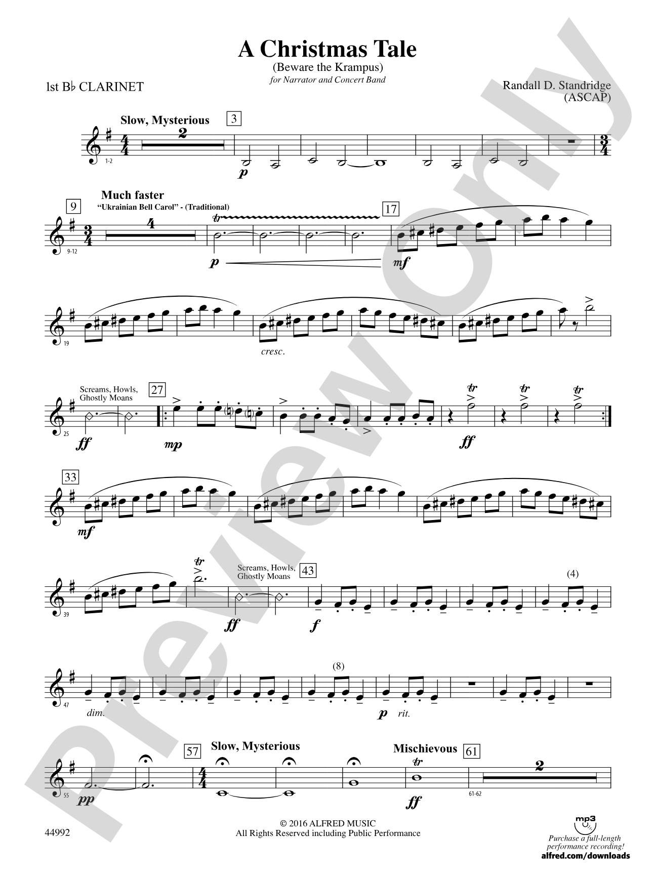 A Christmas Tale: 1st B-flat Clarinet